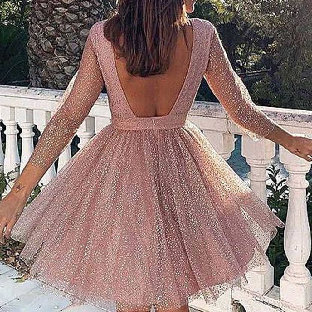 Ericdress Hoco 3/4 Length Sleeves Scoop A-Line Short/Mini Homecoming Dress 2020