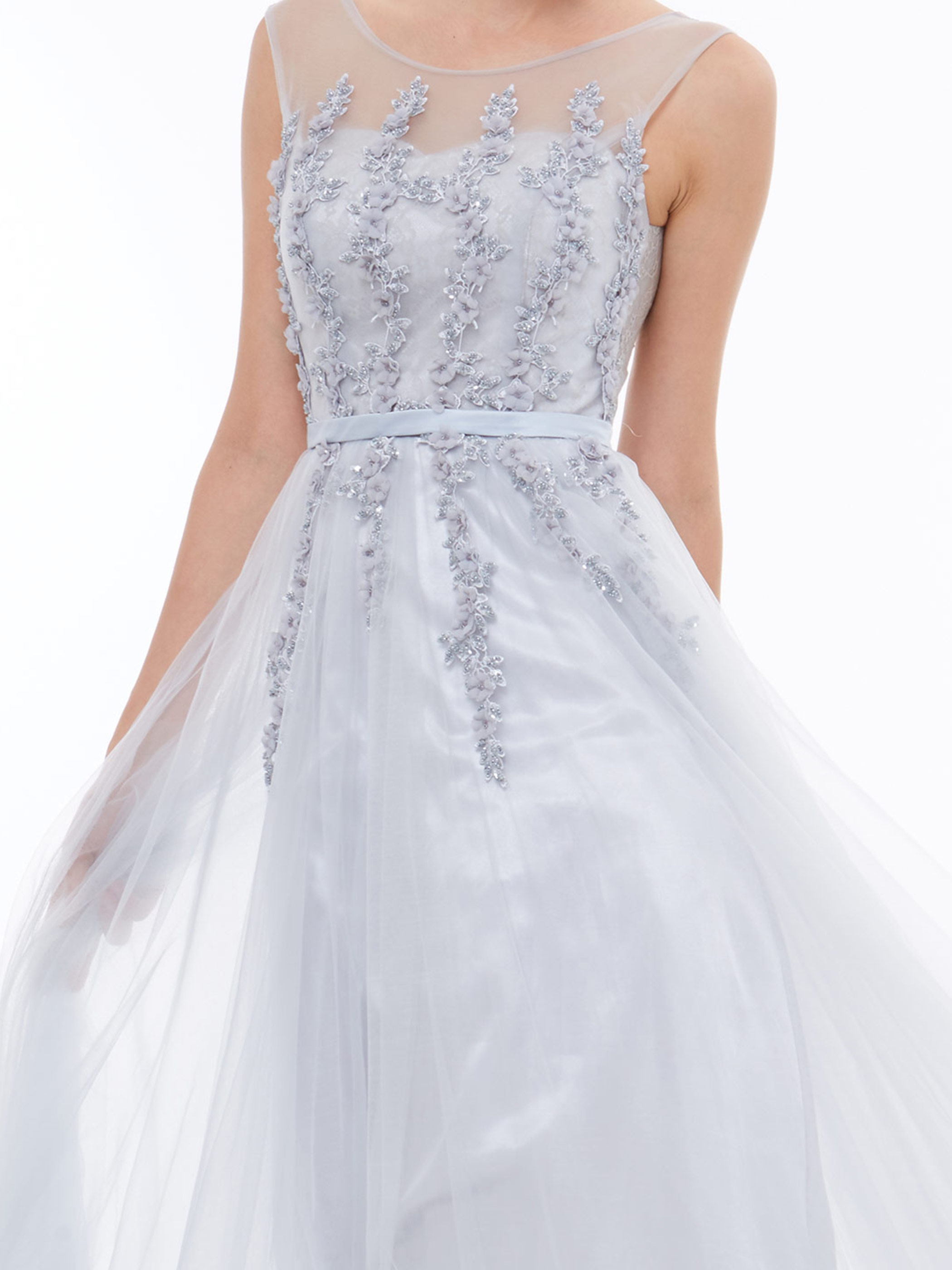 Ericdress A Line Tulle Floor Length Prom Dress With Applique And Beadings