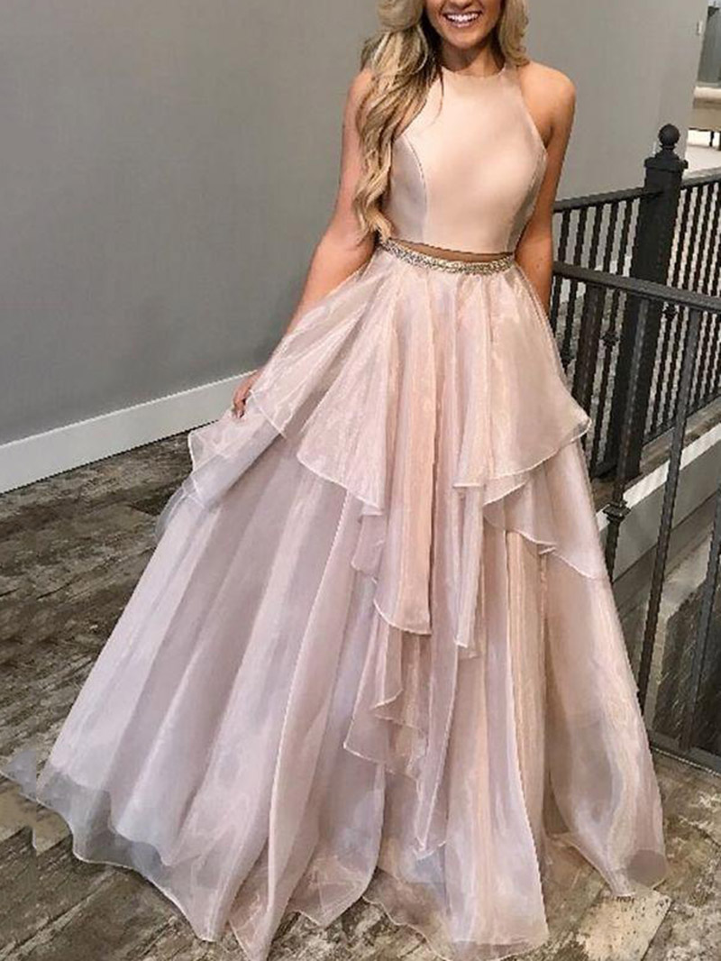 Ericdress Jewel Neck Beading Two Piece Prom Dress