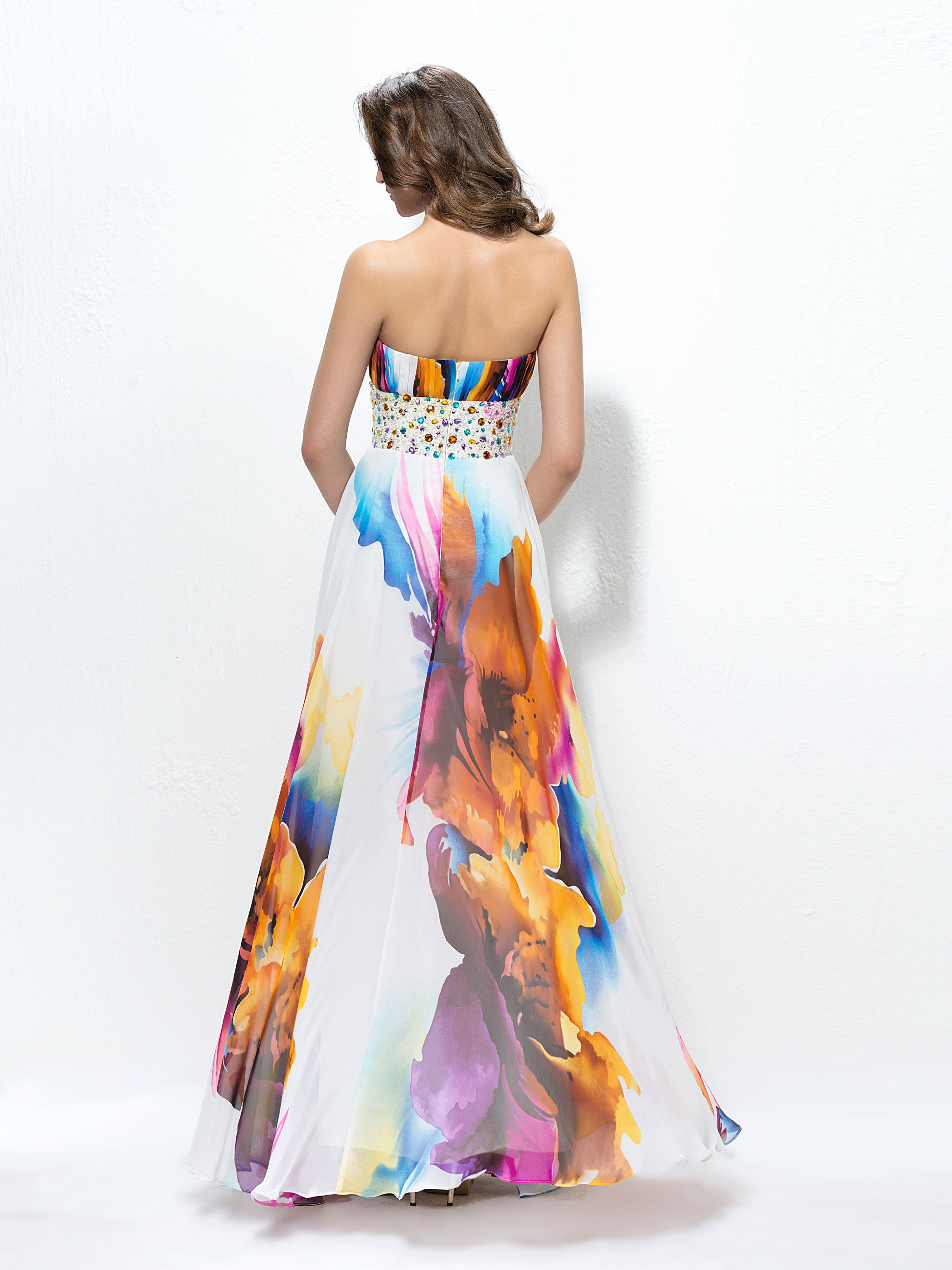 Attractive Contrast Color Strapless A-Line Floor Length Prom Dress-www ...