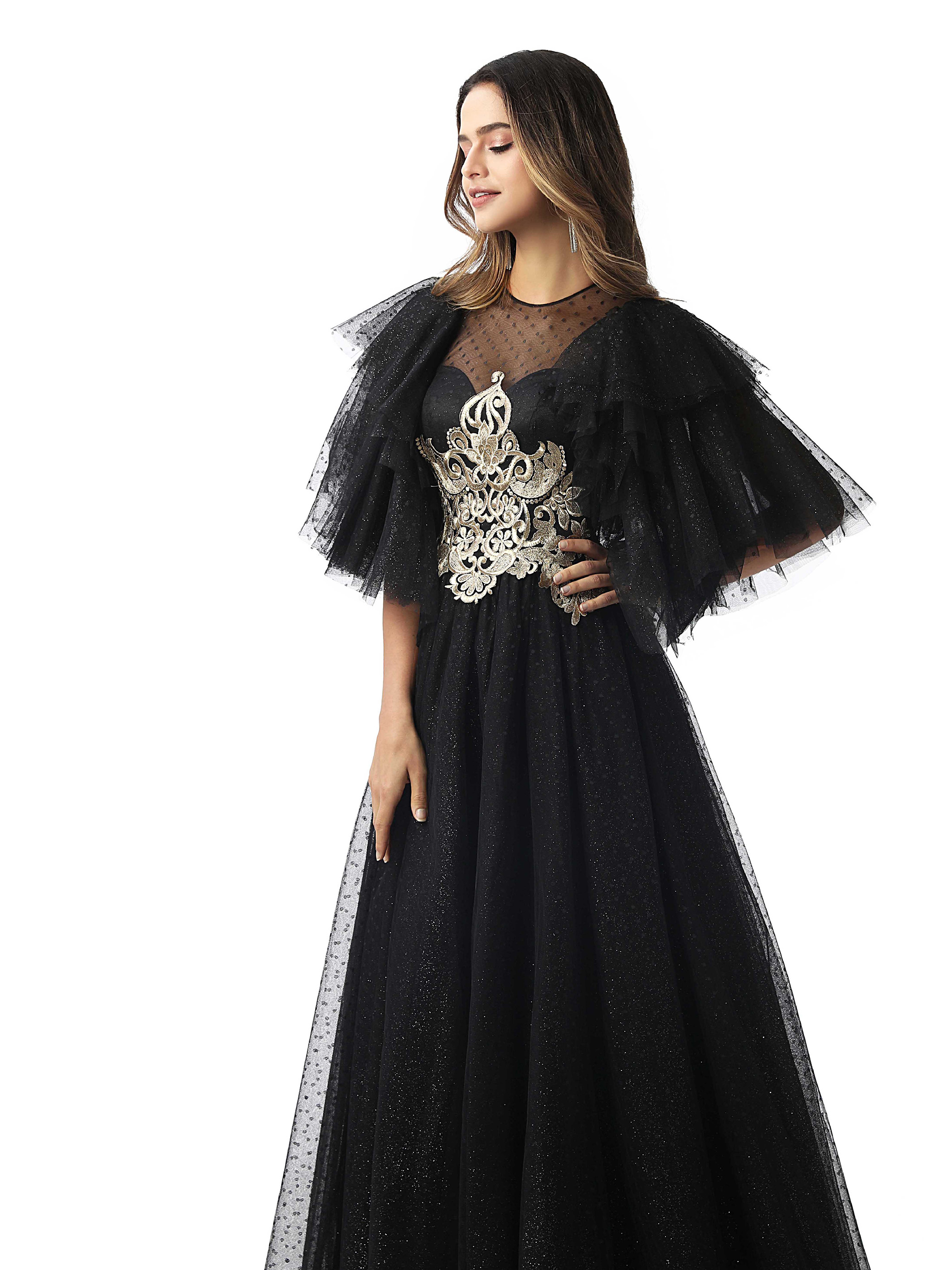 Ericdress Floor-Length Short Sleeves Embroidery Prom Dress