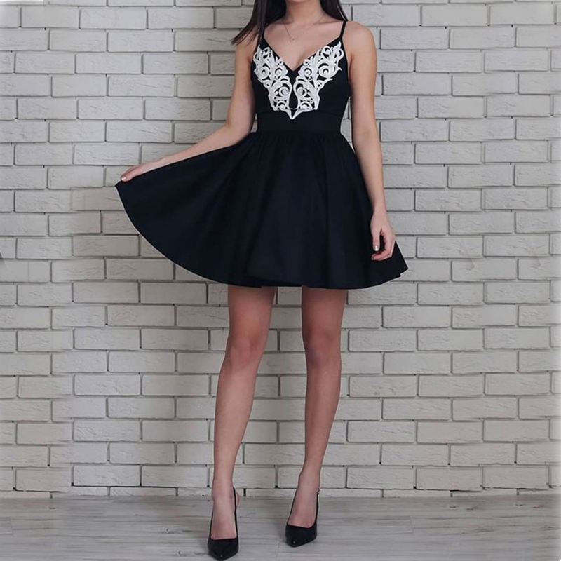 Ericdress Spaghetti Straps Sleeveless A-Line Appliques Homecoming Dress