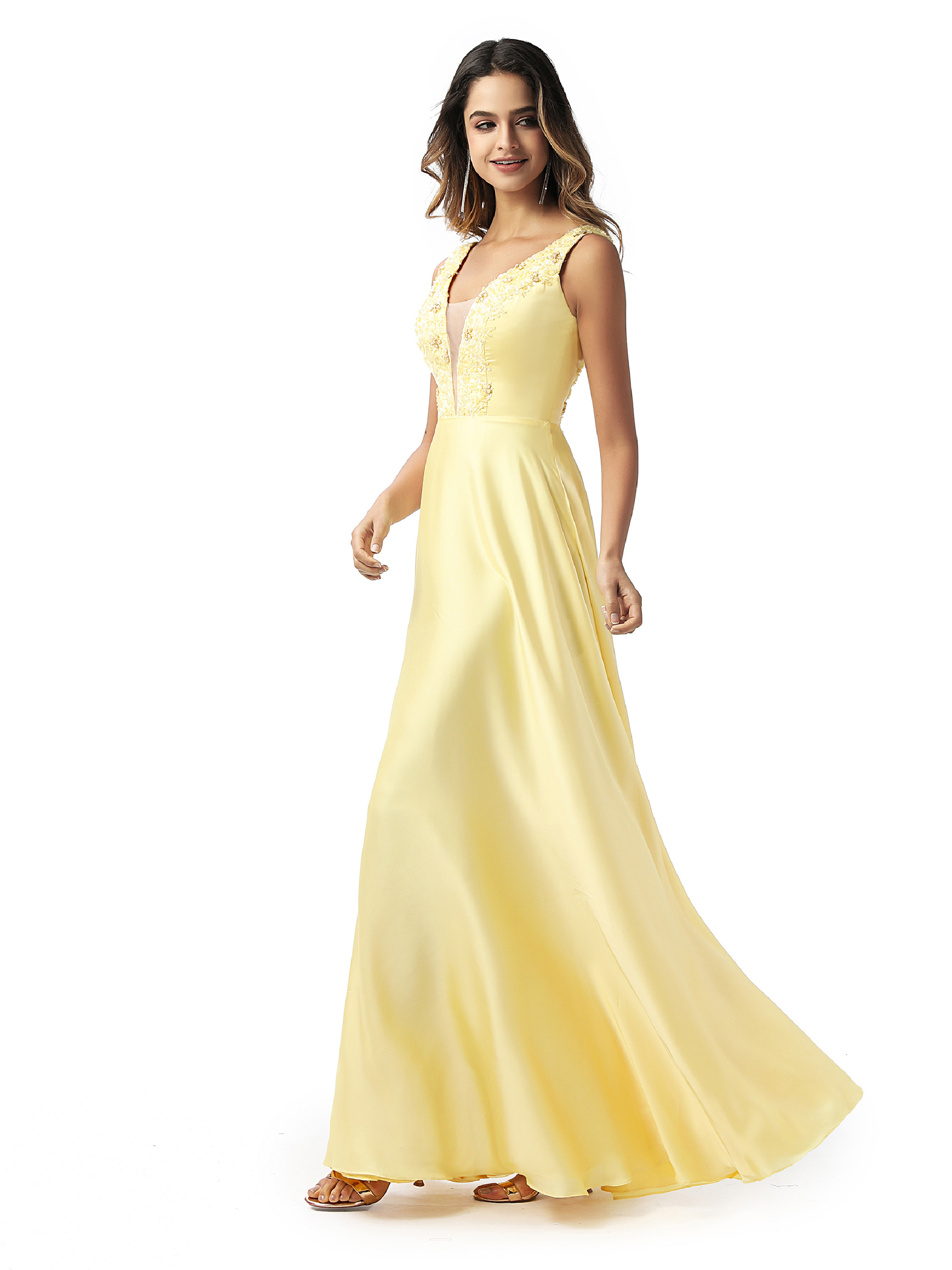 Ericdress Appliques V-Neck A-Line Prom Dress