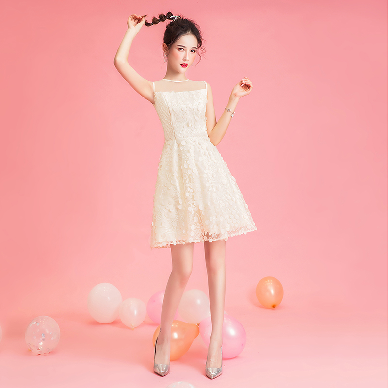 Ericdress Tea-Length Sleeveless A-Line Lace Homecoming Dress