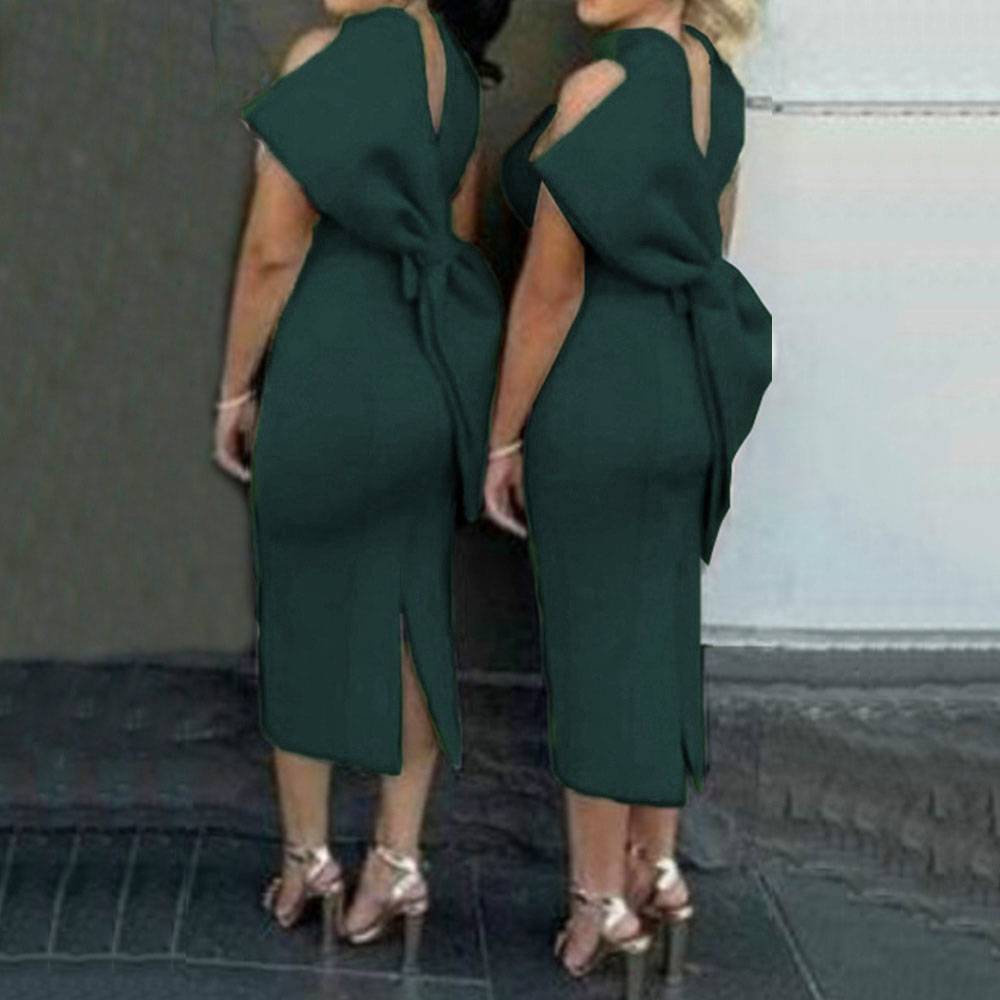 Bowknot Sleeveless Mid-Calf Sexy Women's Dress