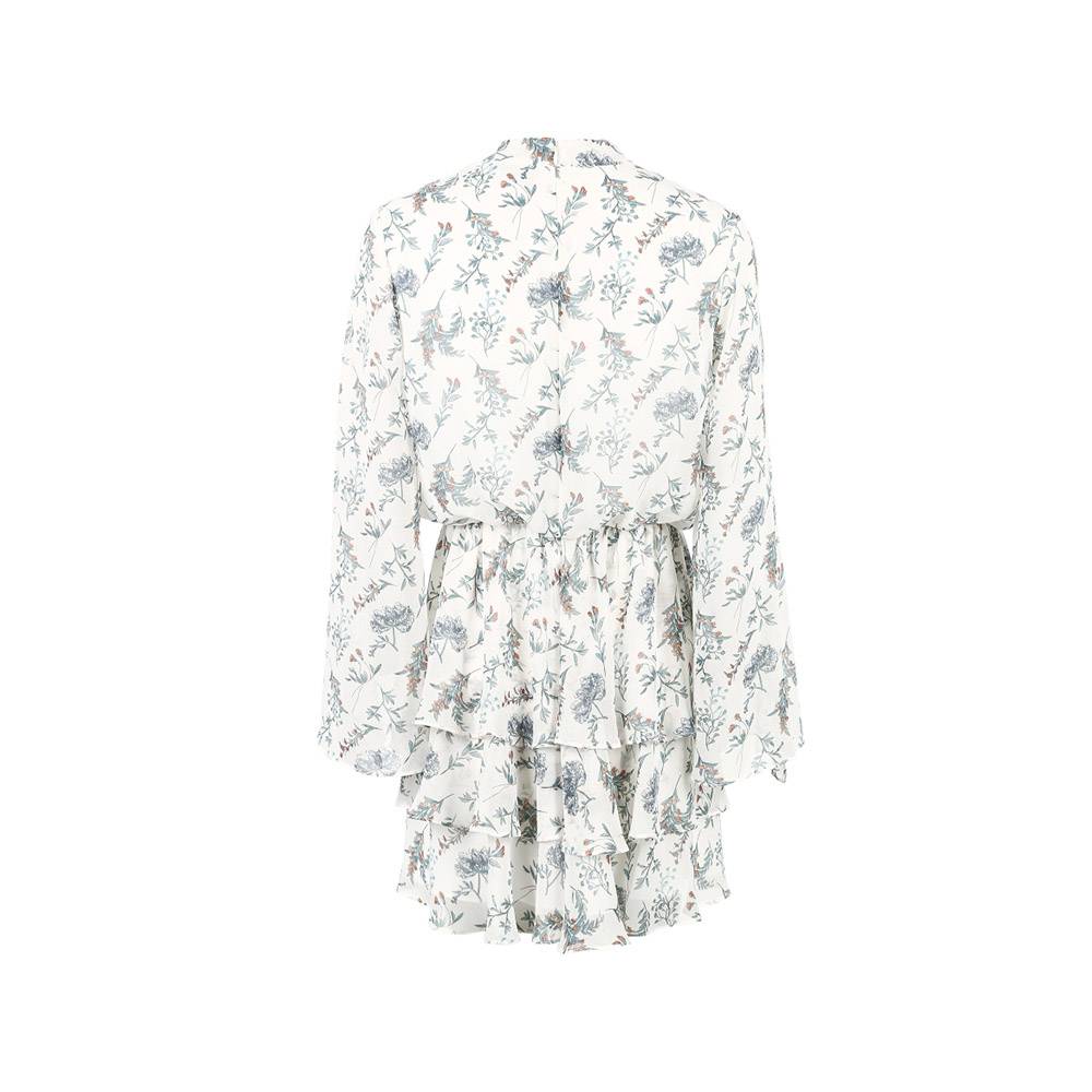 Above Knee Long Sleeve V-Neck Print Pullover Women's Dress