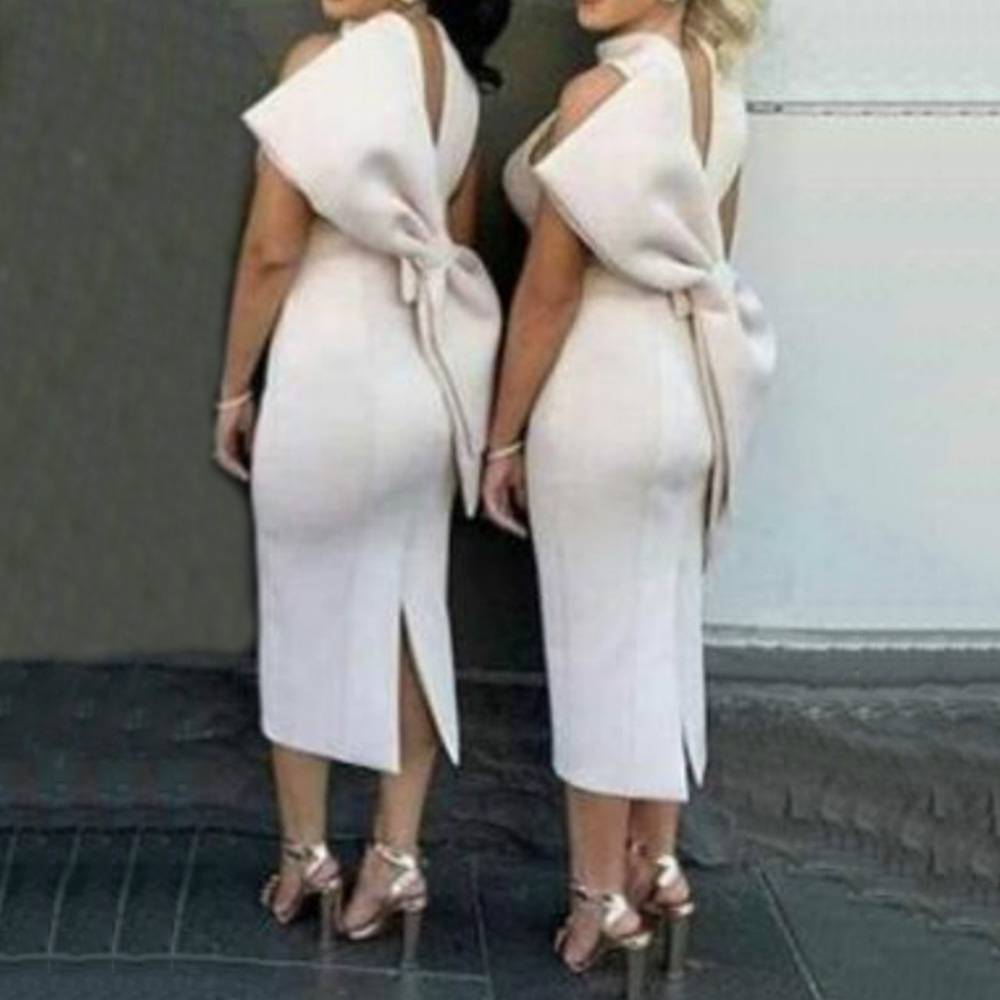 Bowknot Sleeveless Mid-Calf Sexy Women's Dress
