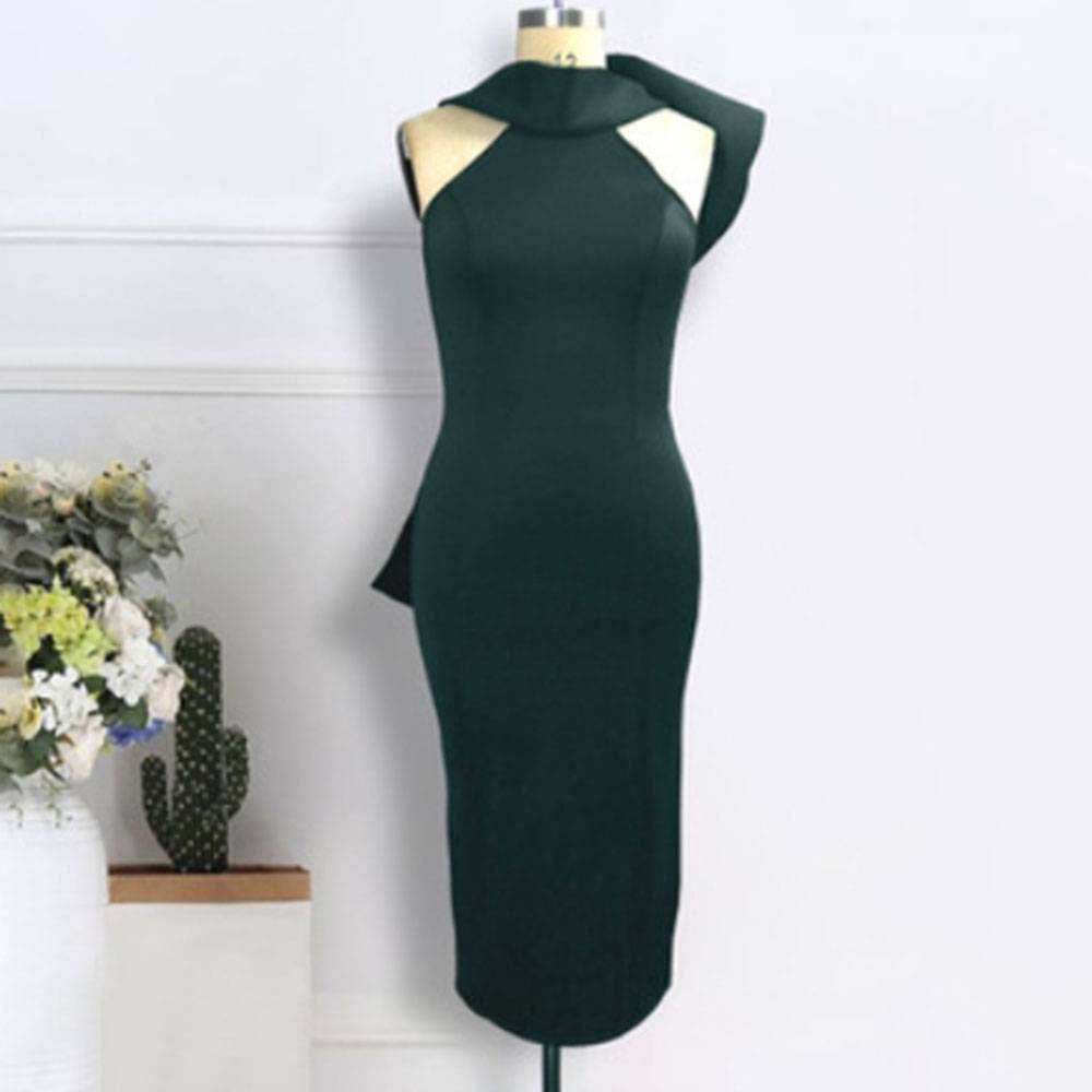 Bowknot Sleeveless Mid-Calf Sexy Women's Dress