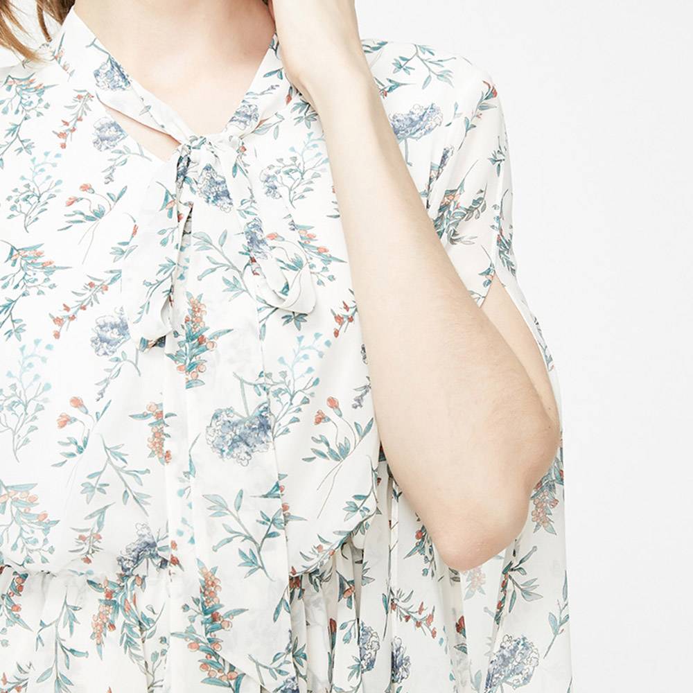 Above Knee Long Sleeve V-Neck Print Pullover Women's Dress