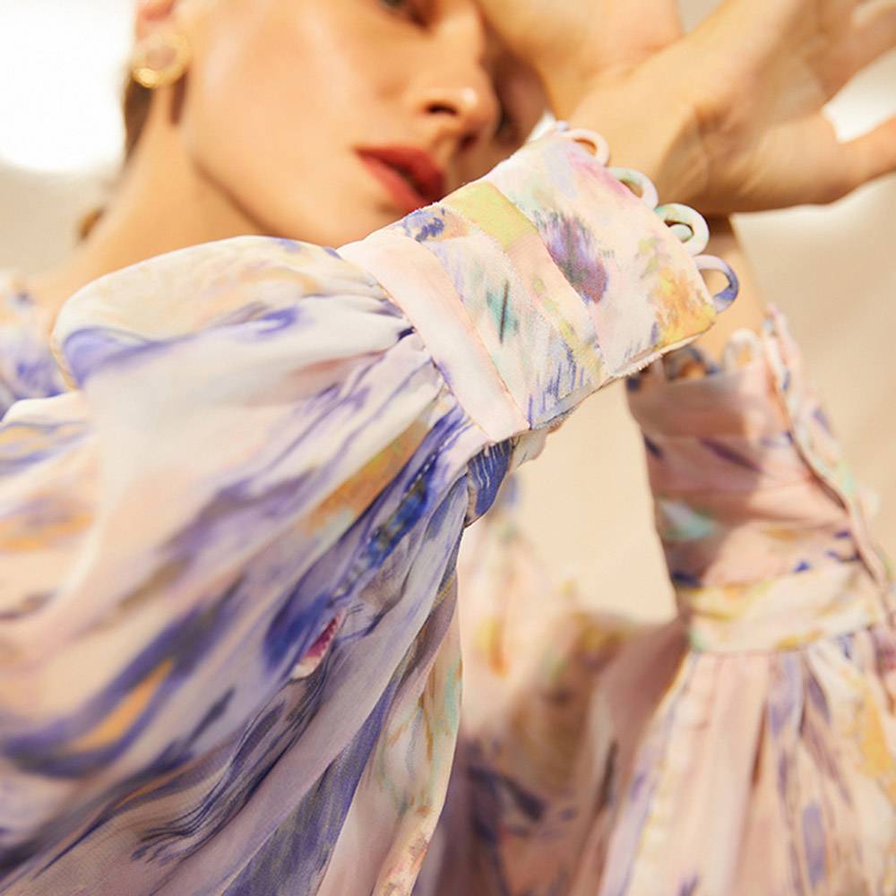 Long Sleeve Print V-Neck Above Knee Fashion Women's Dress
