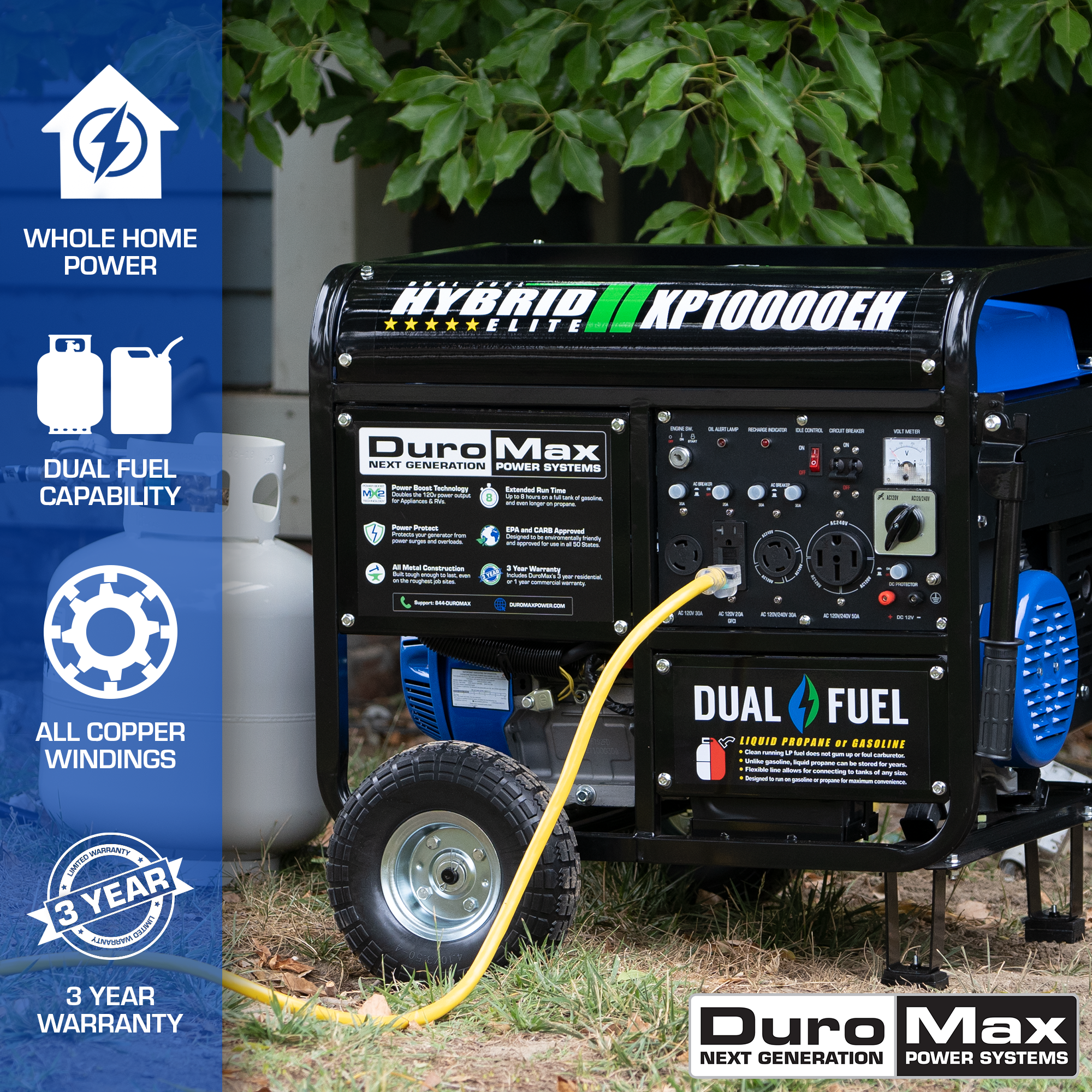 DuroMax XP10000EH 10,000 Watt Portable Dual Fuel Gas Propane Generator