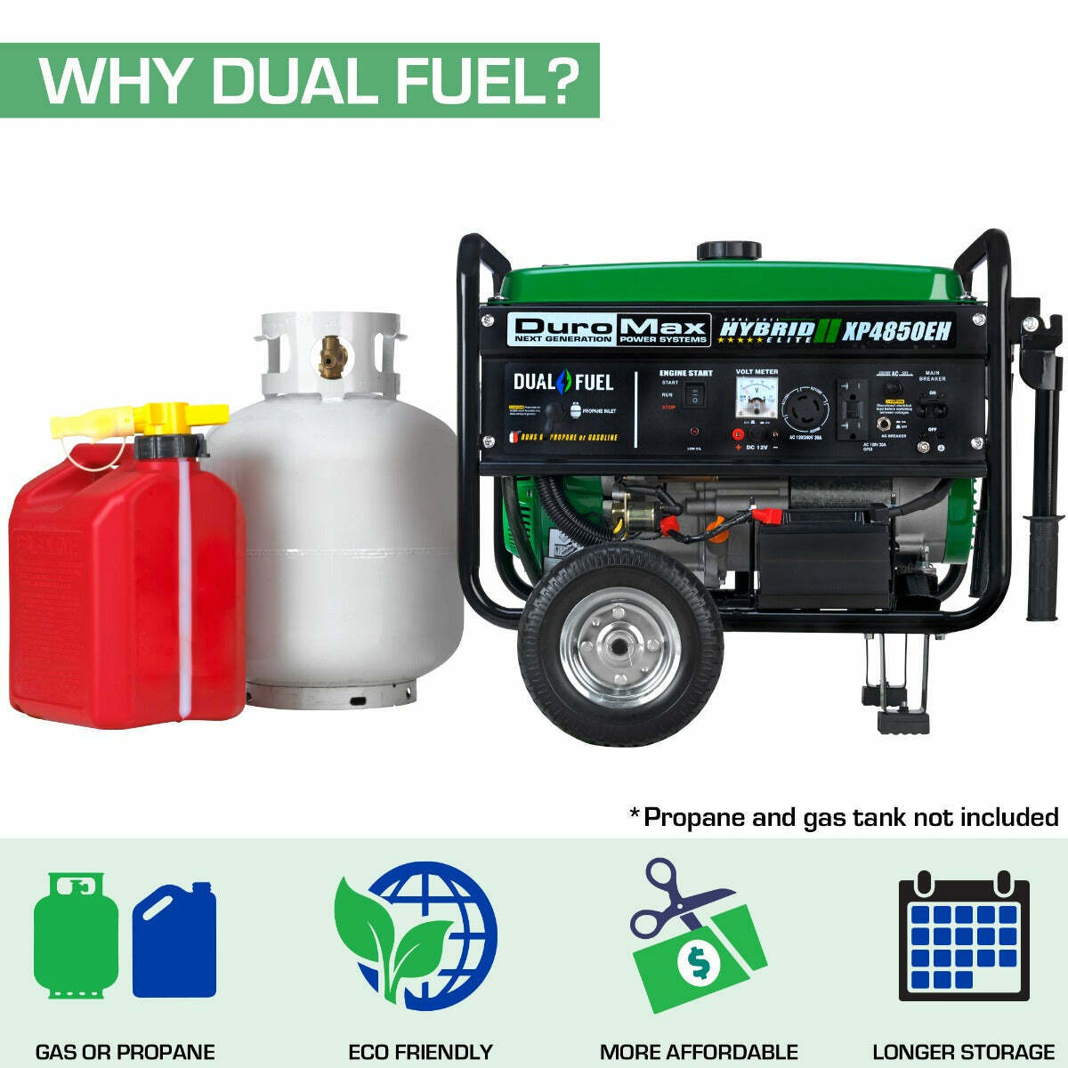 DuroMax XP4850EH 4,850-Watt 210cc Dual Fuel Hybrid Generator w/ Electric Start