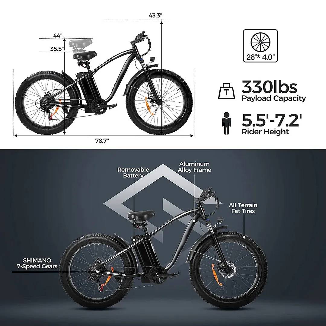 Outdoor electric bike with 48V/15Ah lithium battery-www.ericdress.com