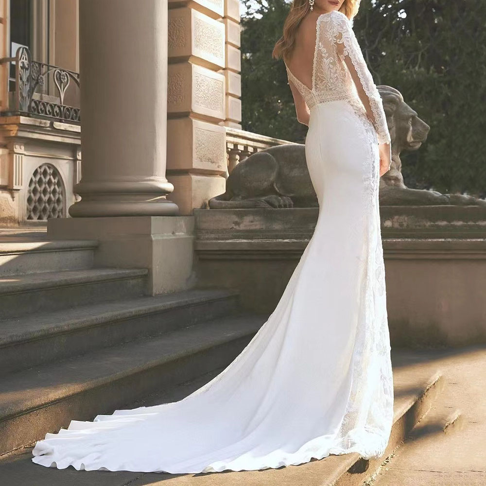 Trumpet/Mermaid Lace Floor-Length Scoop Hall Wedding Dress