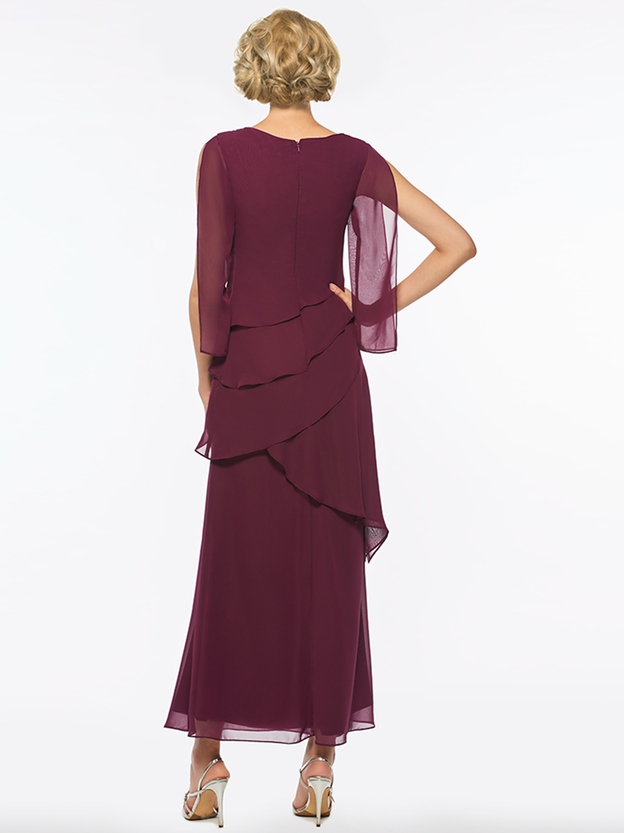 Ankle-Length Bateau A-Line 3/4 Length Sleeves Evening Dress Mother Of The Bride Dress