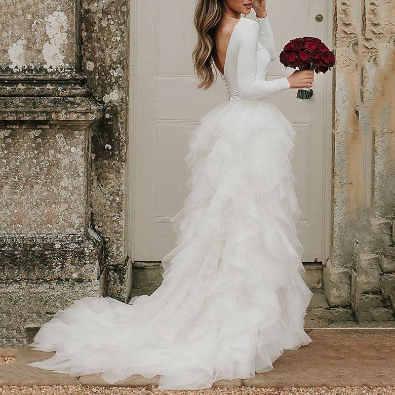 Ball Gown Jewel Floor-Length Sweep/Brush Church Wedding Dress