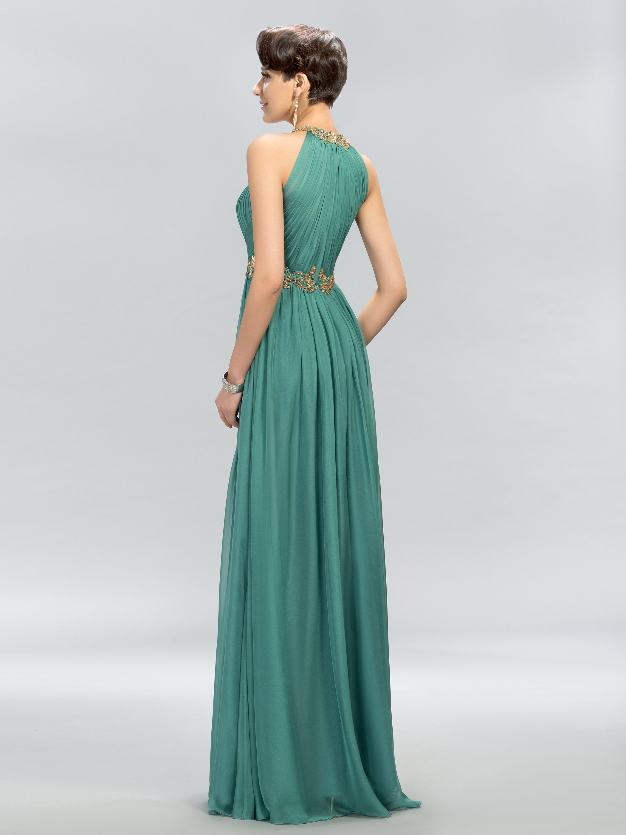 Beading Floor-Length Sleeveless Jewel Celebrity Dress