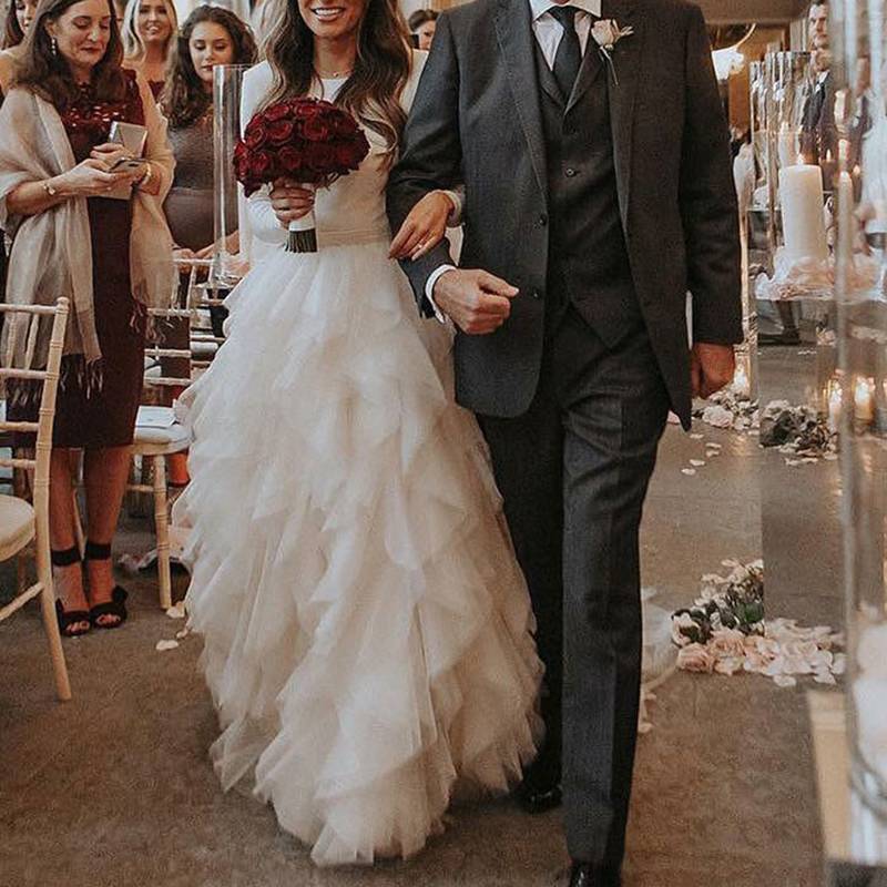 Ball Gown Jewel Floor-Length Sweep/Brush Church Wedding Dress