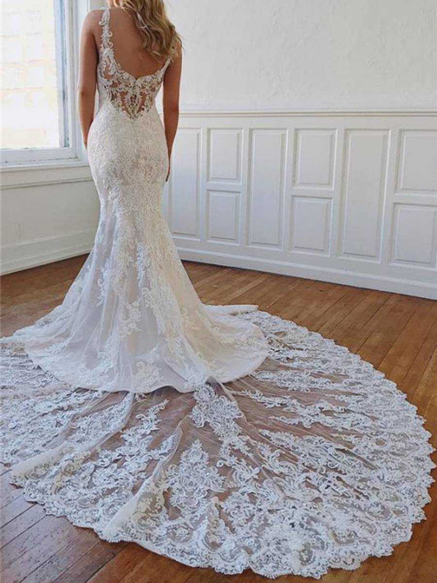 Straps Floor-Length Sleeveless Chapel Hall Wedding Dress
