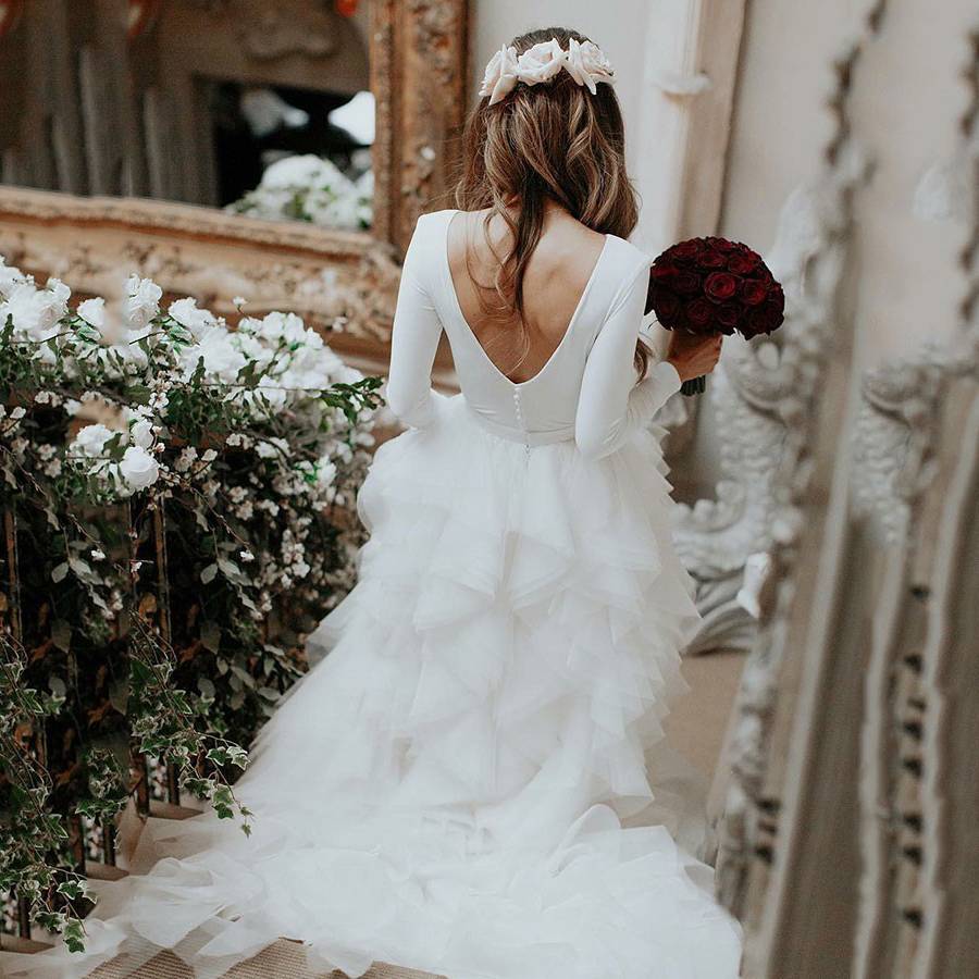 Ball Gown Jewel Floor-Length Sweep/Brush Church Wedding Dress