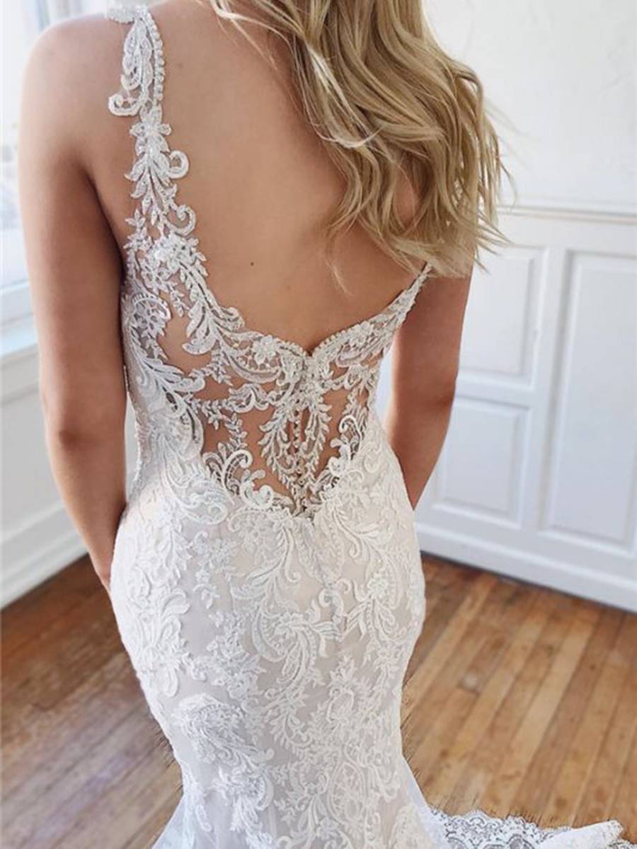 Straps Floor-Length Sleeveless Chapel Hall Wedding Dress
