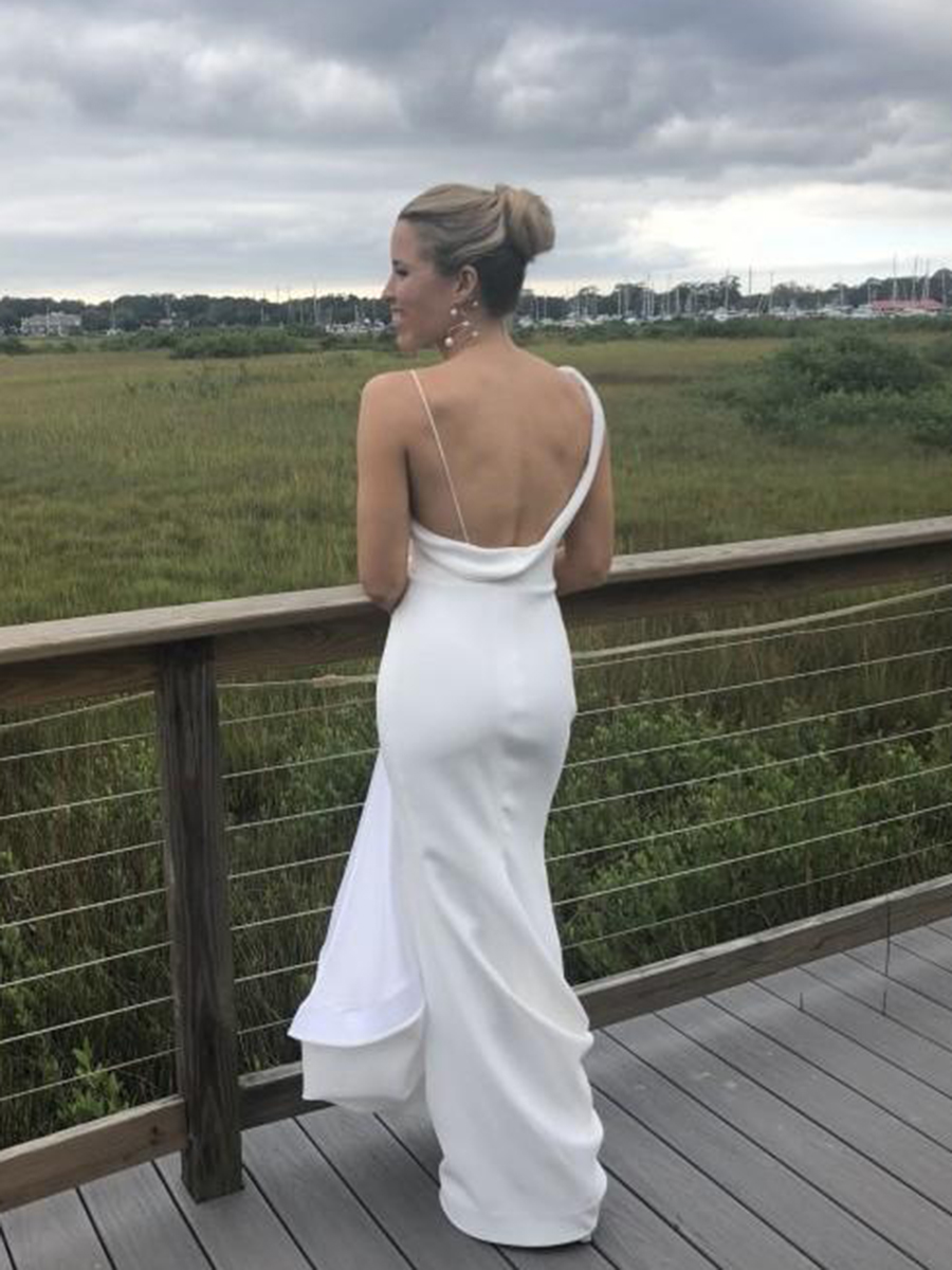 Sheath/Column Draped Sleeveless Court Beach Wedding Dress
