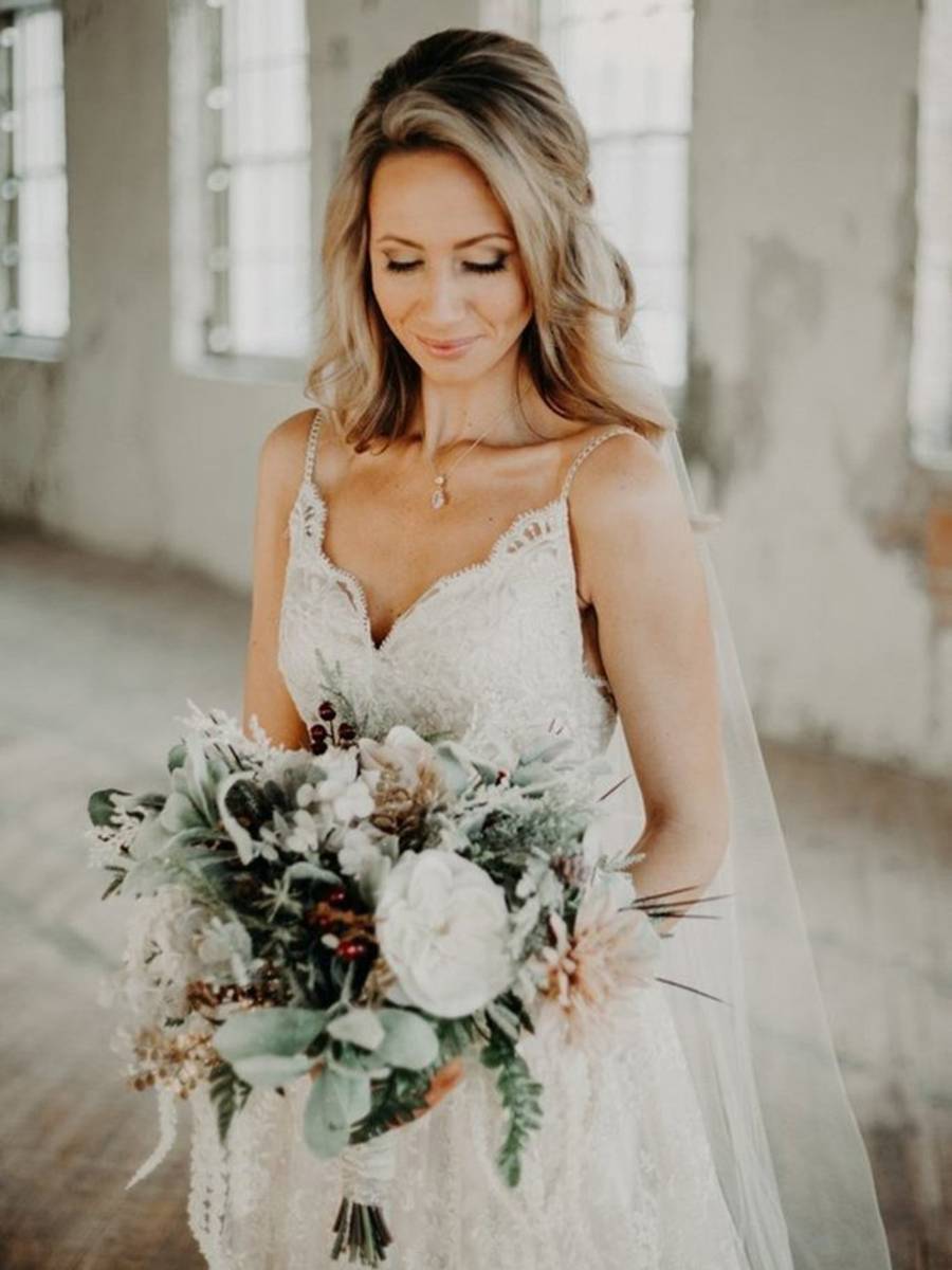 Beading Sleeveless A-Line Sweep/Brush Hall Wedding Dress