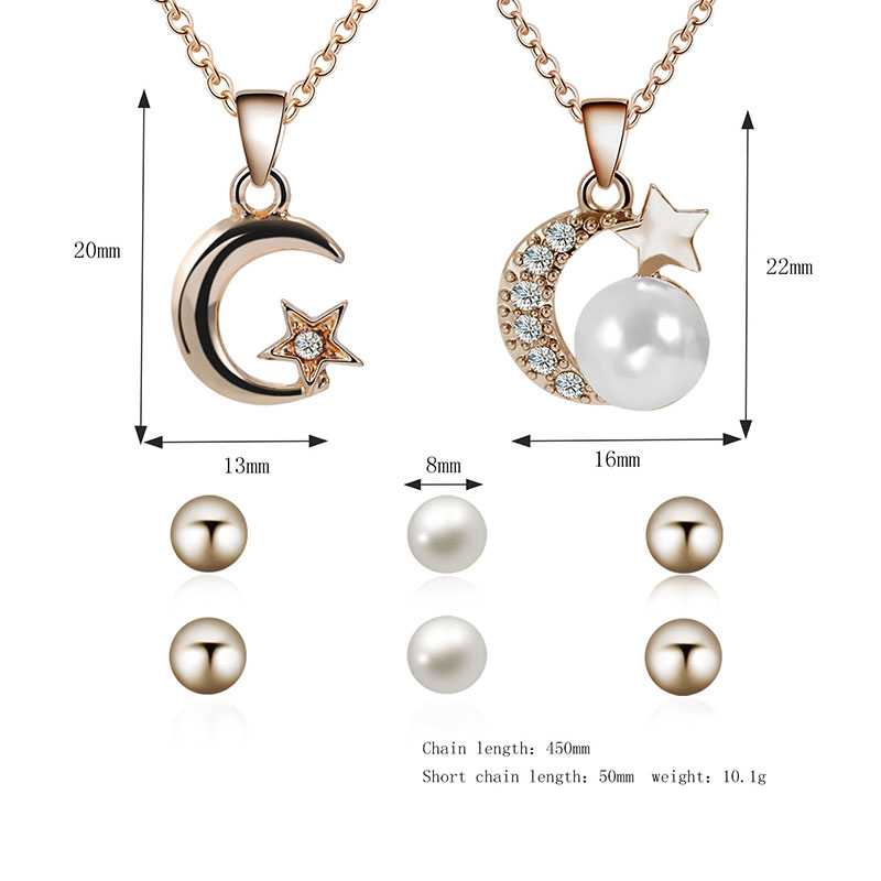 Moon&Star Pearl Various Combinations Jewelry Sets Pearl Wedding Jewellery