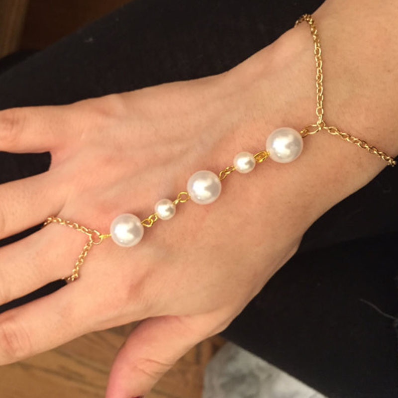 Sweet Pearl Inlaid Female Ring Bracelet Pearl Wedding Jewellery