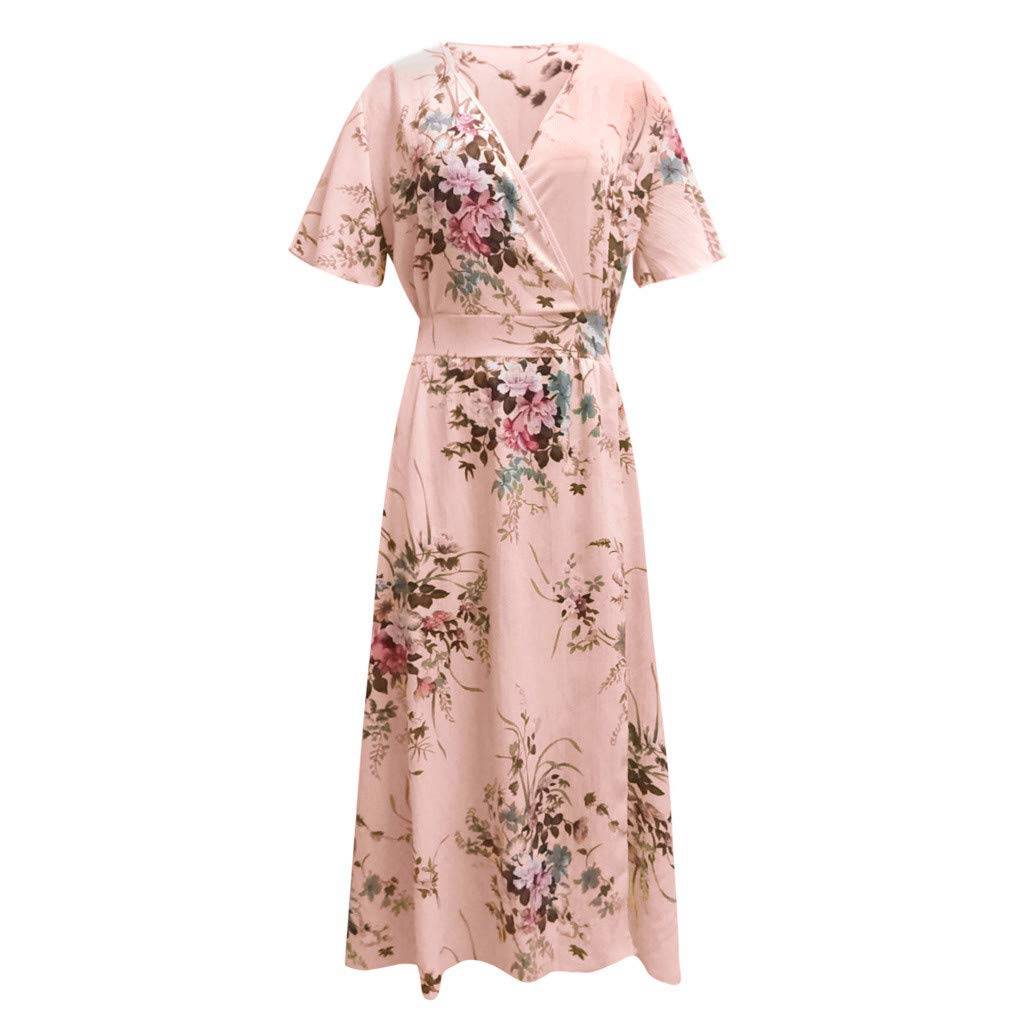 Women Maxi Wrap Sundresses Floral Boho Dress