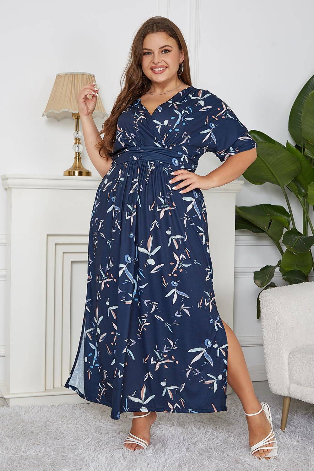 Plus Size Maxi Dresses Women Boho Floral