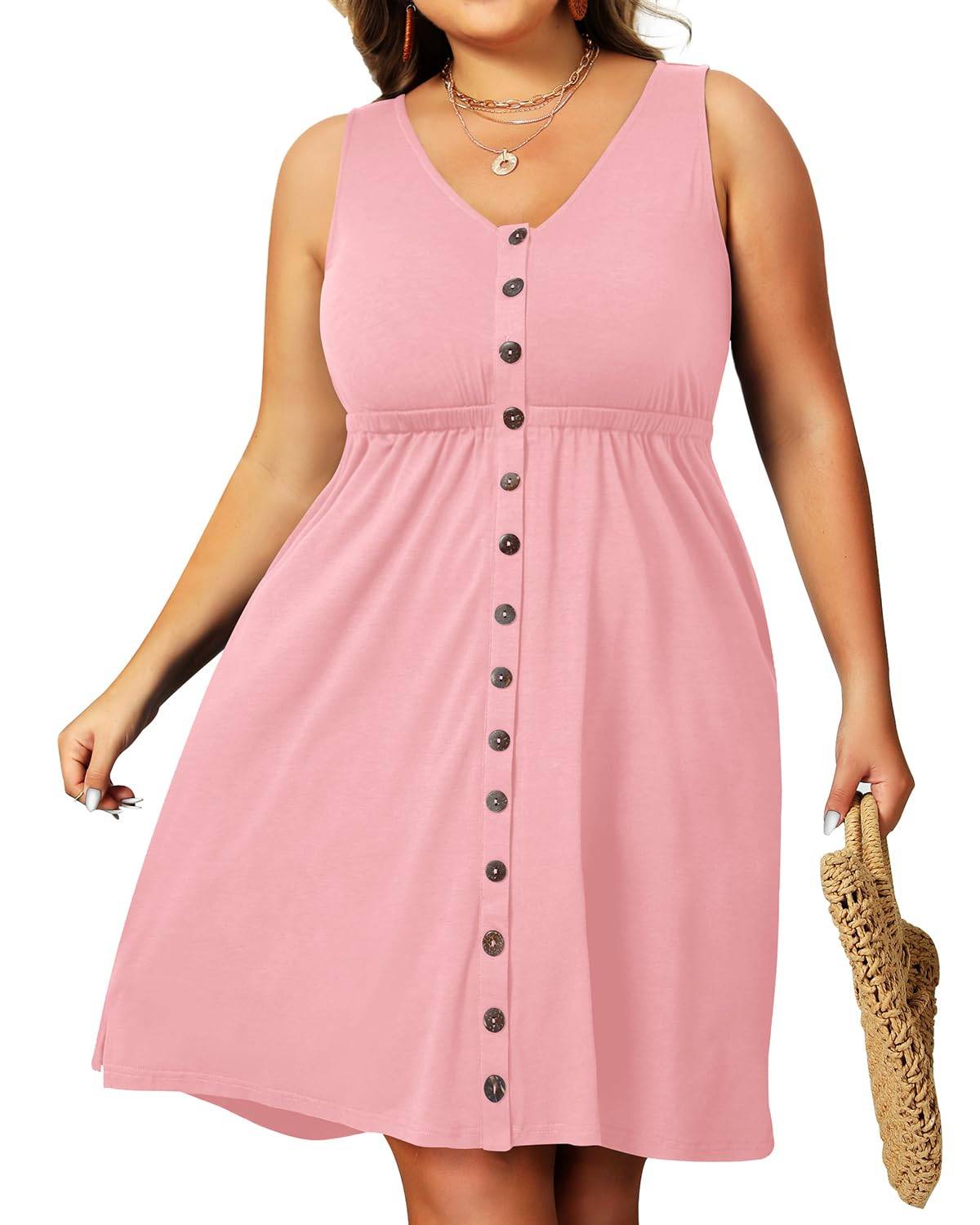 Women's Plus Size Summer Dresses Pockets A-Line