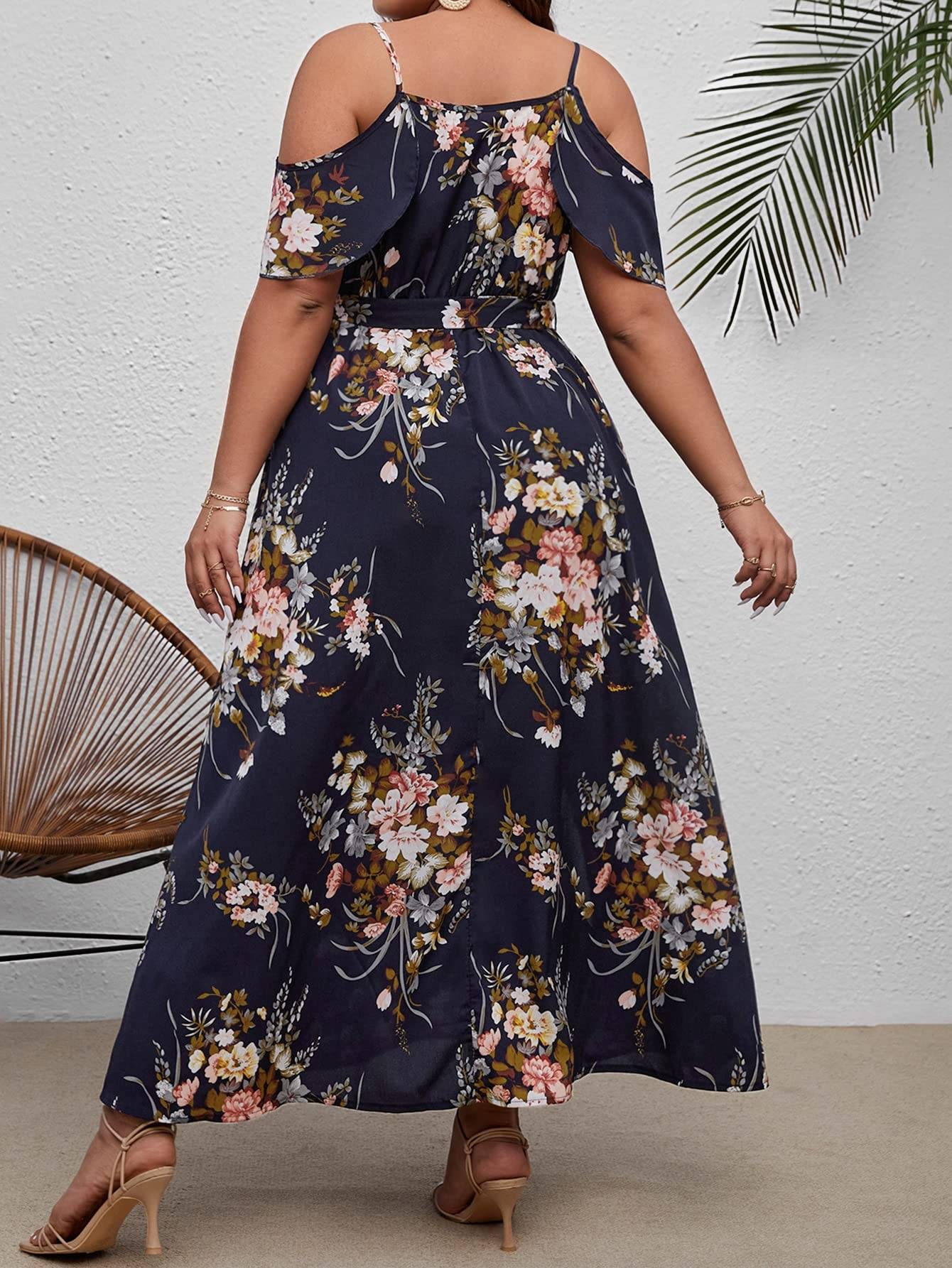 Women's Plus Size Short Sleeve Long Dress