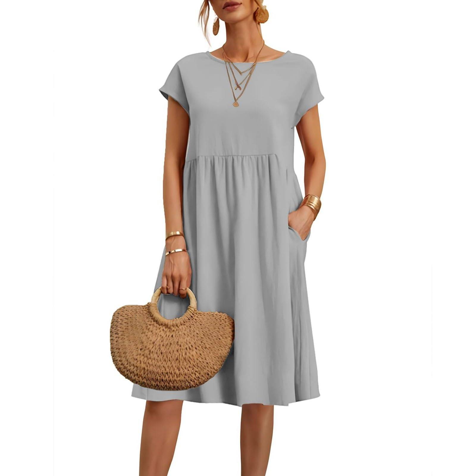 Women Plus Size Midi Dress Beach Sundress