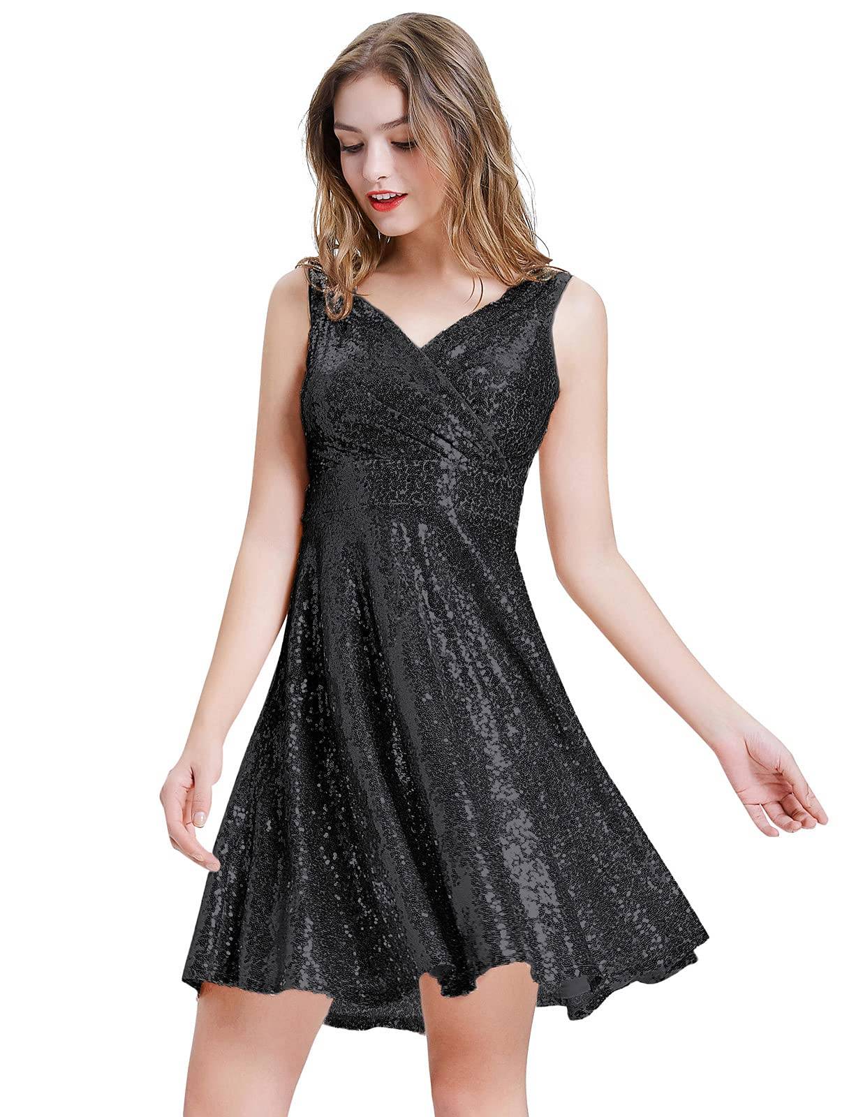 Women's Dresses V-Neck Glitter Evening Party Dress