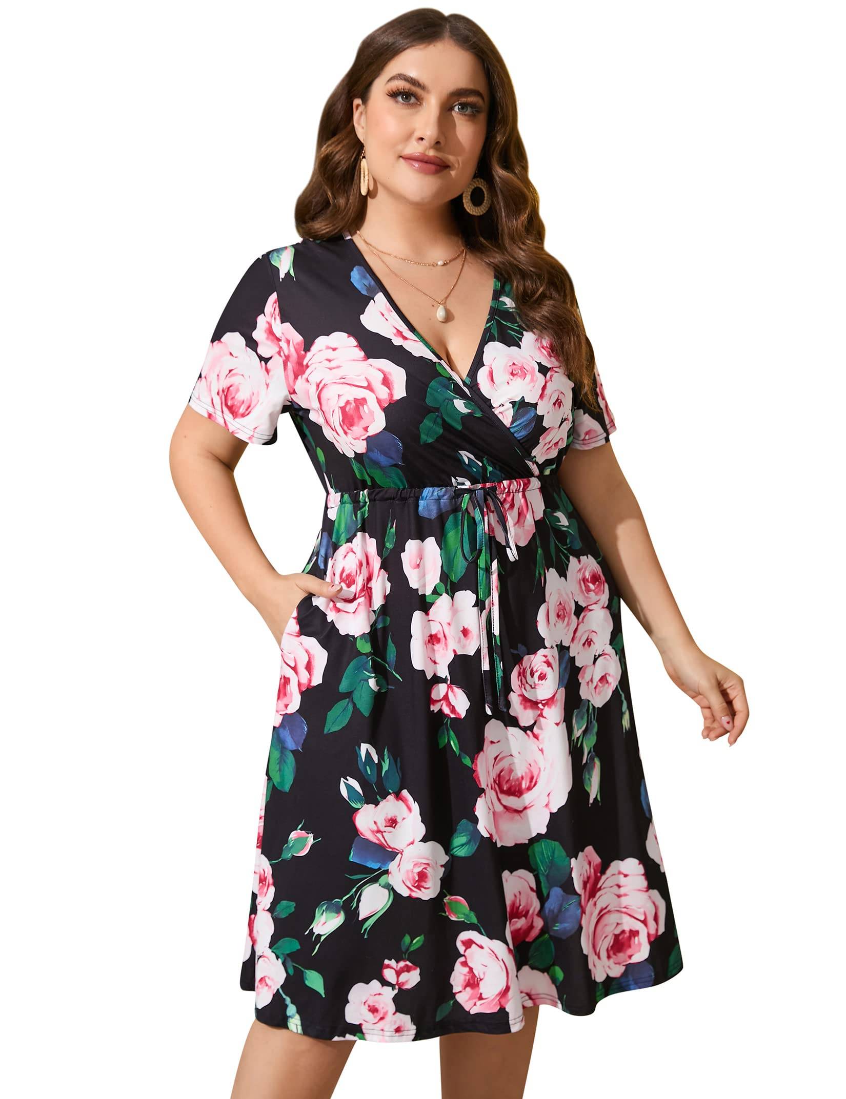 Plus Size Summer Dress Women's A Line Midi Dresses