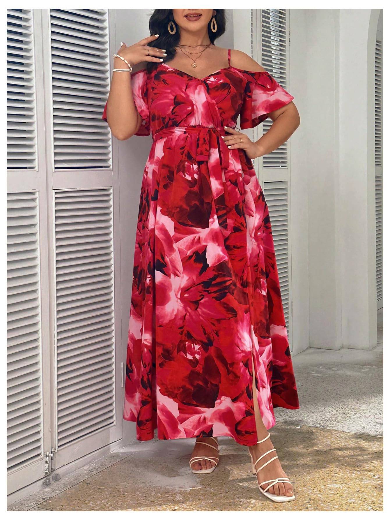 Women's Plus Size Short Sleeve Long Dress