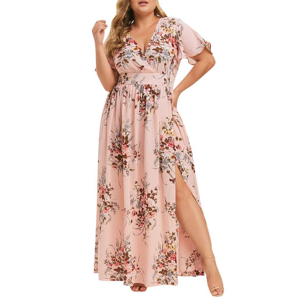 Women Maxi Wrap Sundresses Floral Boho Dress