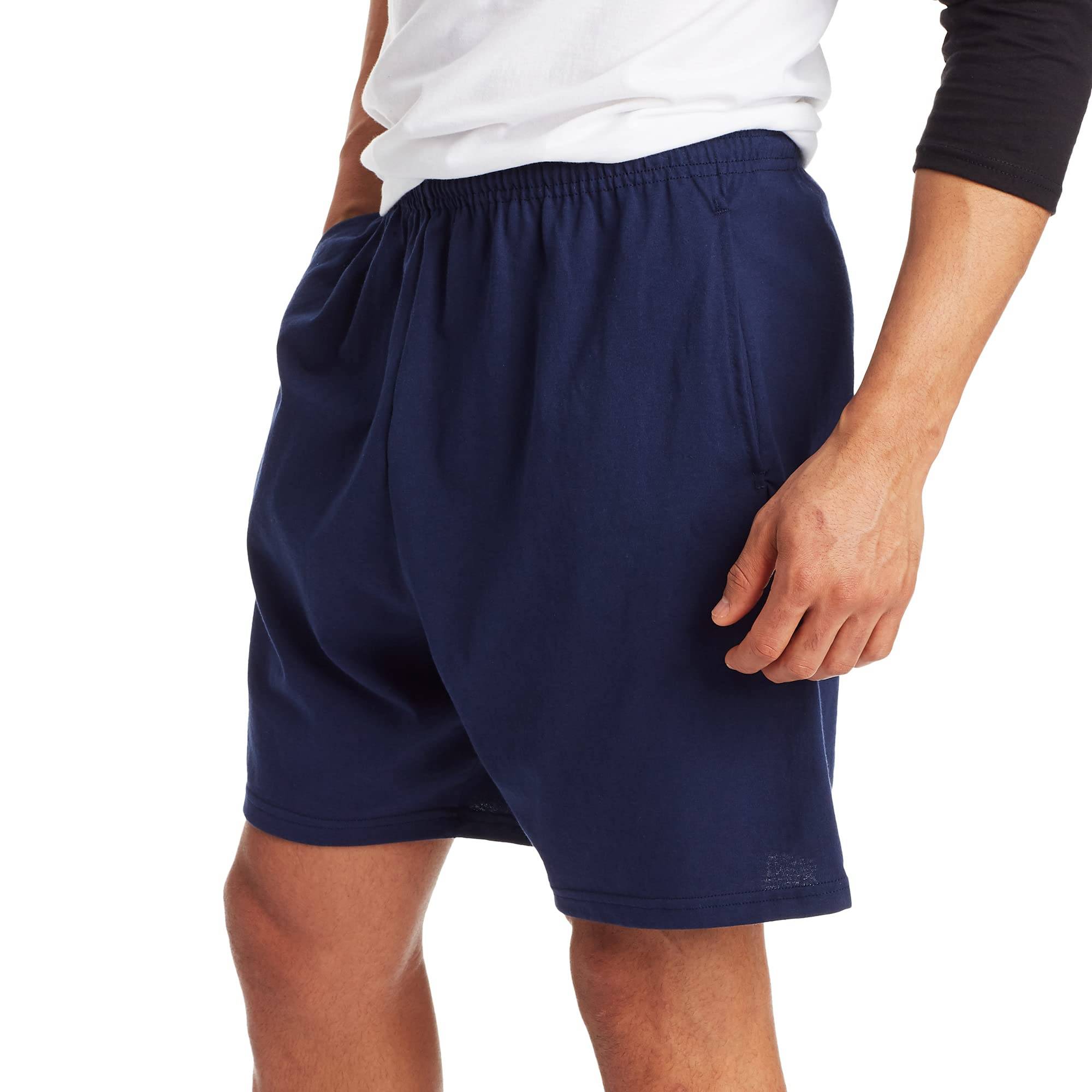 Men's Athletic Shorts, Cotton Shorts, Pull-On Knit Shorts with Pockets, Knit Gym Shorts, 7.5" Inseam