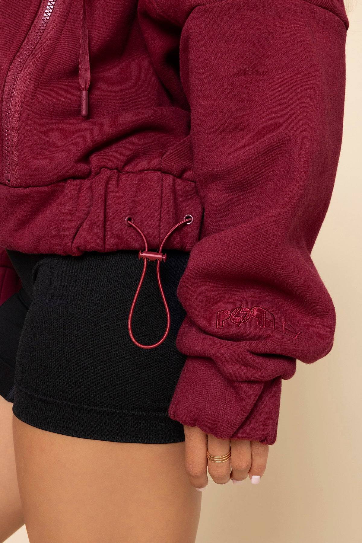 Half Zip Warm Up Hoodie - Crimson