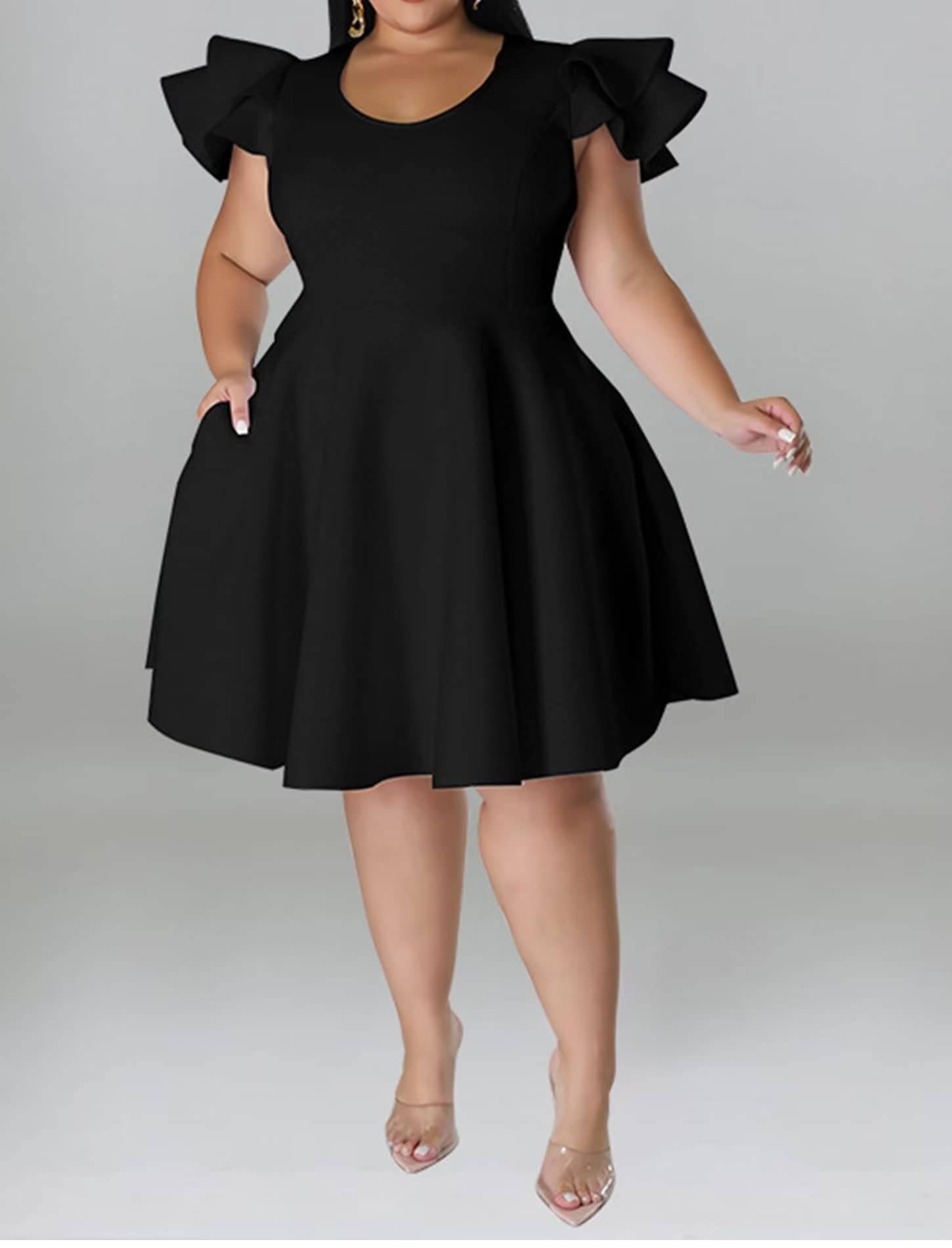 Women's Plus Size A Line Party Dress with Pockets