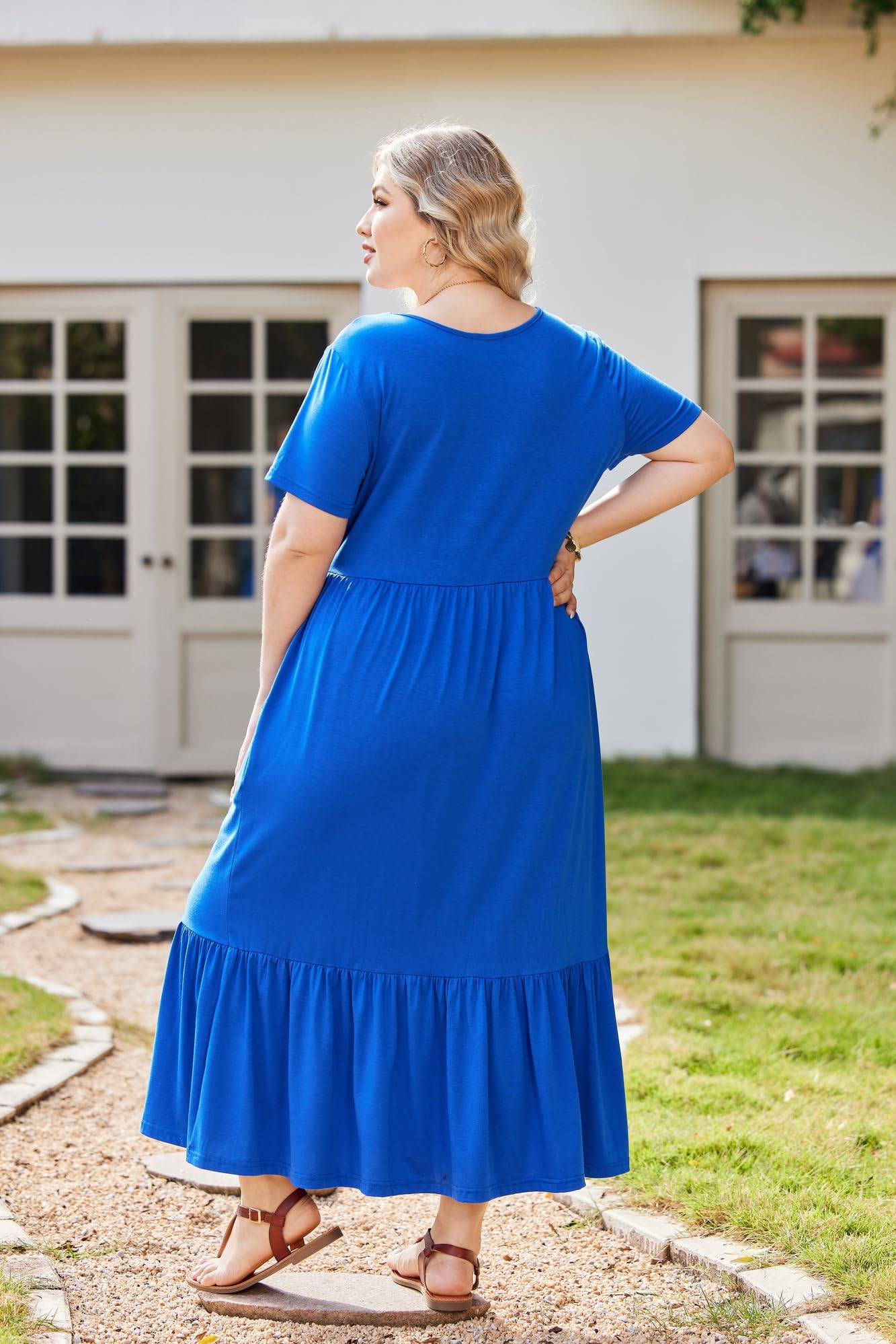 Women Plus Size Long Maxi Dresses with Pockets