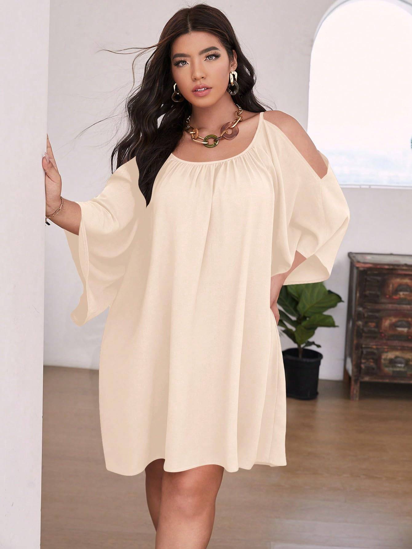 Women Plus Size Summer Dress Cold Short Dresses