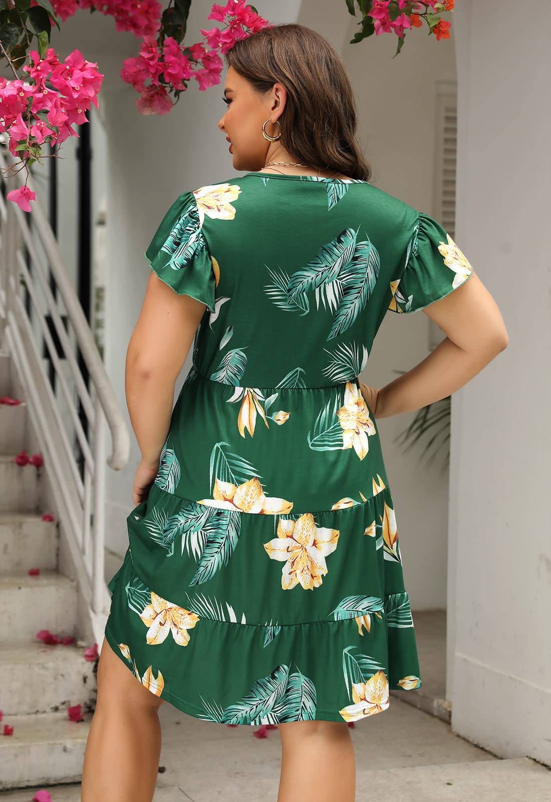 Womens Plus Size dresses Midi Dress with Pockets