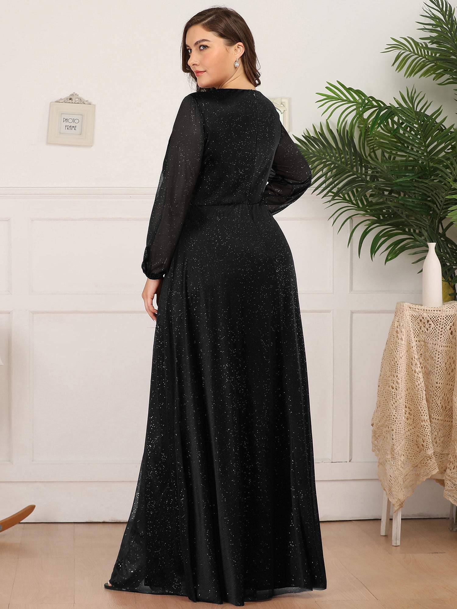 Women's Glitter A Line Plus Size Formal Dresses