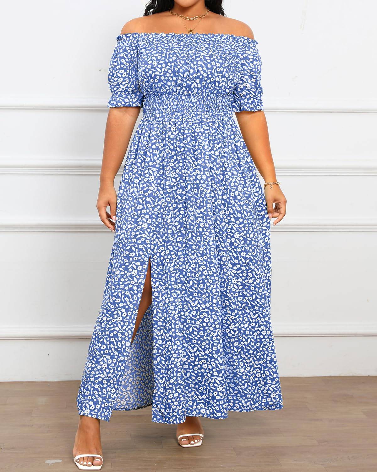 Women's Boho Dress Plus Size Floral Maxi Sundress