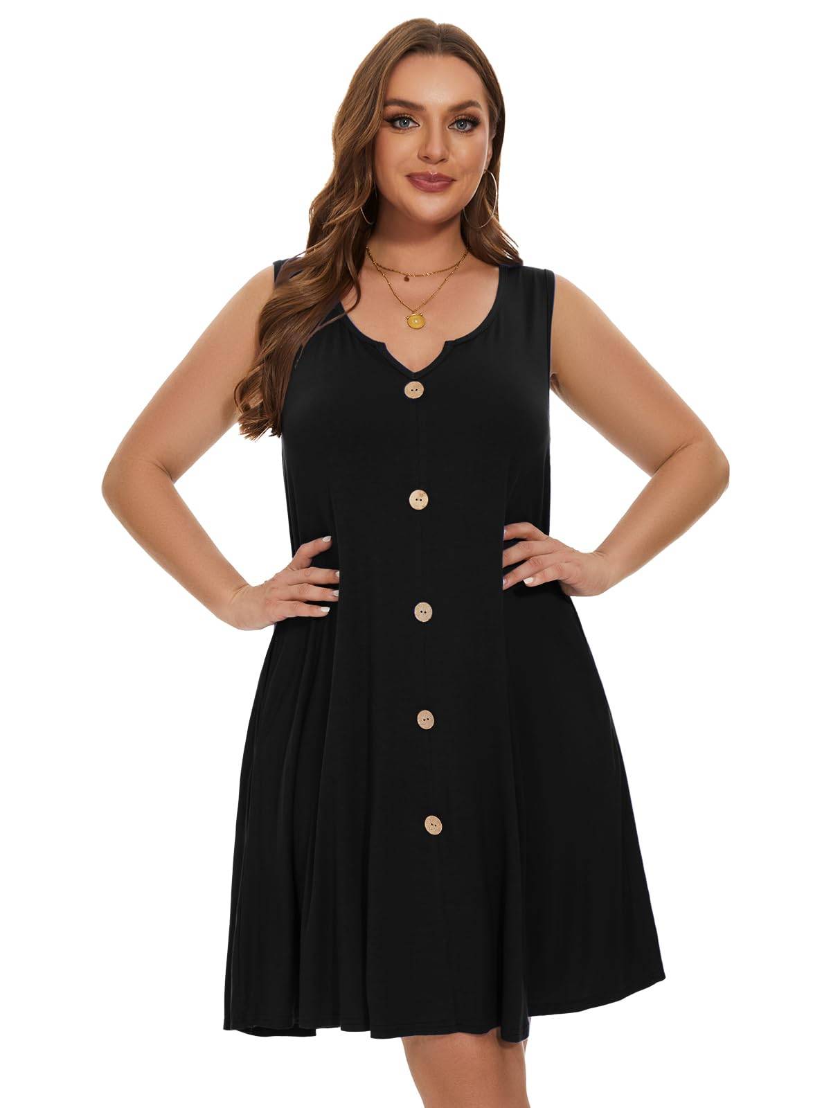 Women Plus Size A Line Sundresses Midi Dress