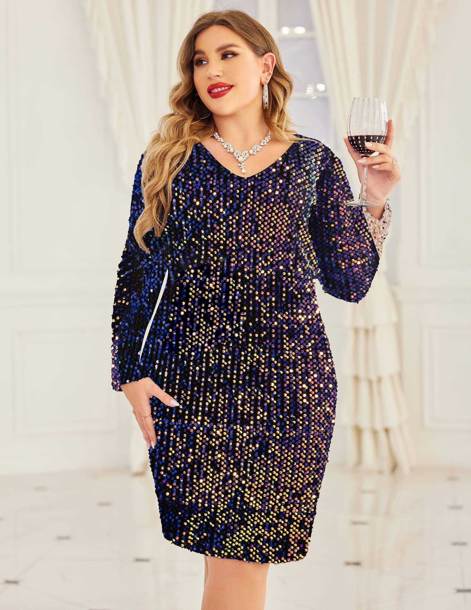 Womens Dress Plus Size V Neck Party Dresses