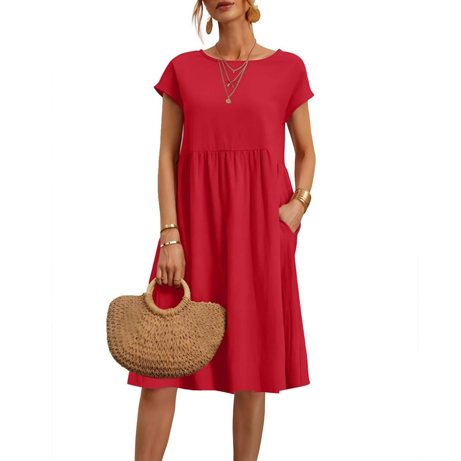 Women Plus Size Midi Dress Beach Sundress