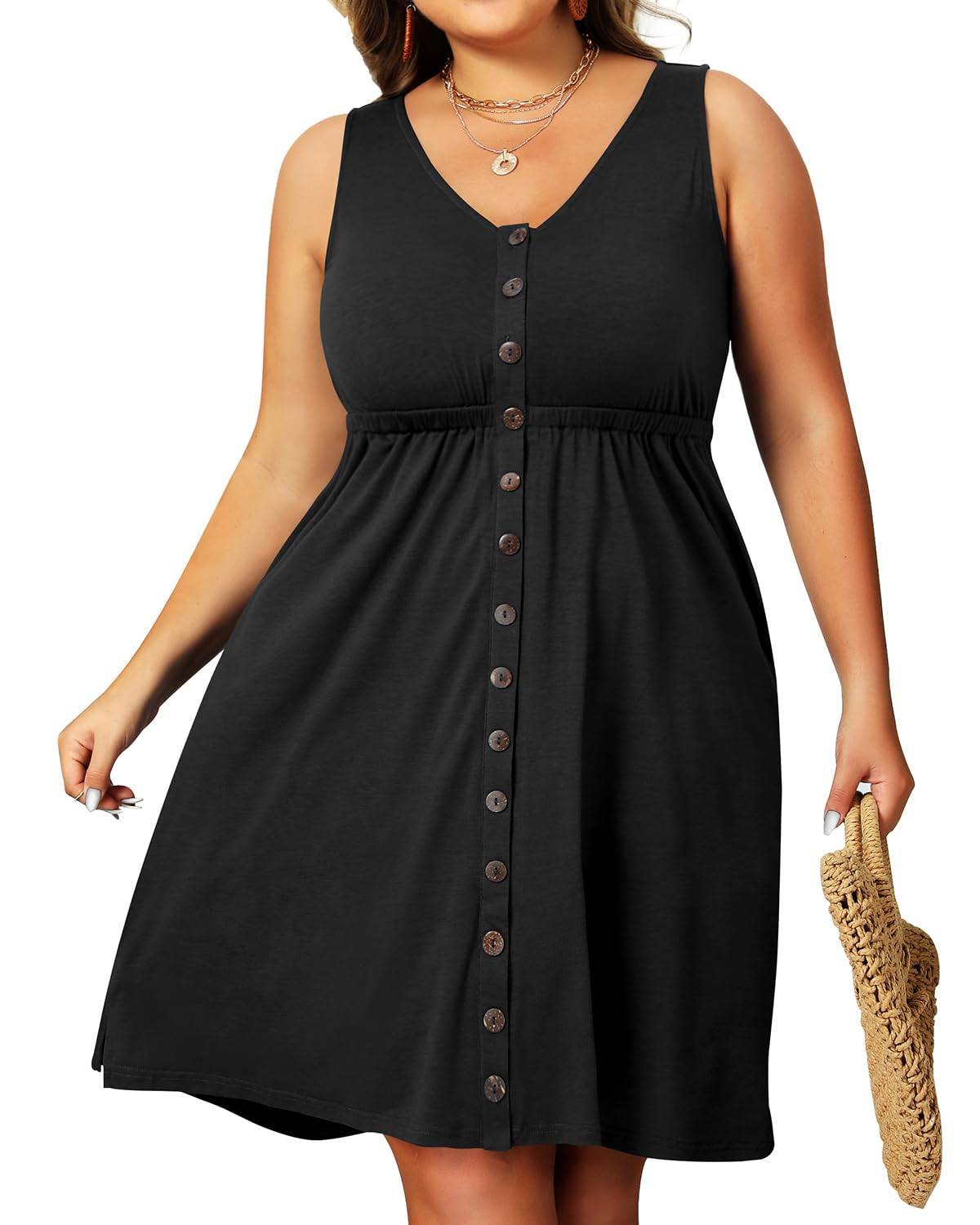 Women's Plus Size Summer Dresses Pockets A-Line